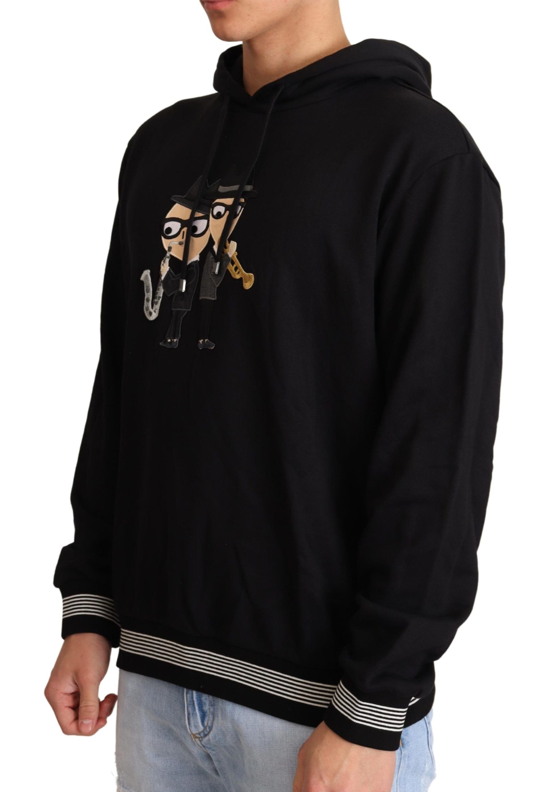 Elegant Embroidered Black Cotton Sweater - ventzia