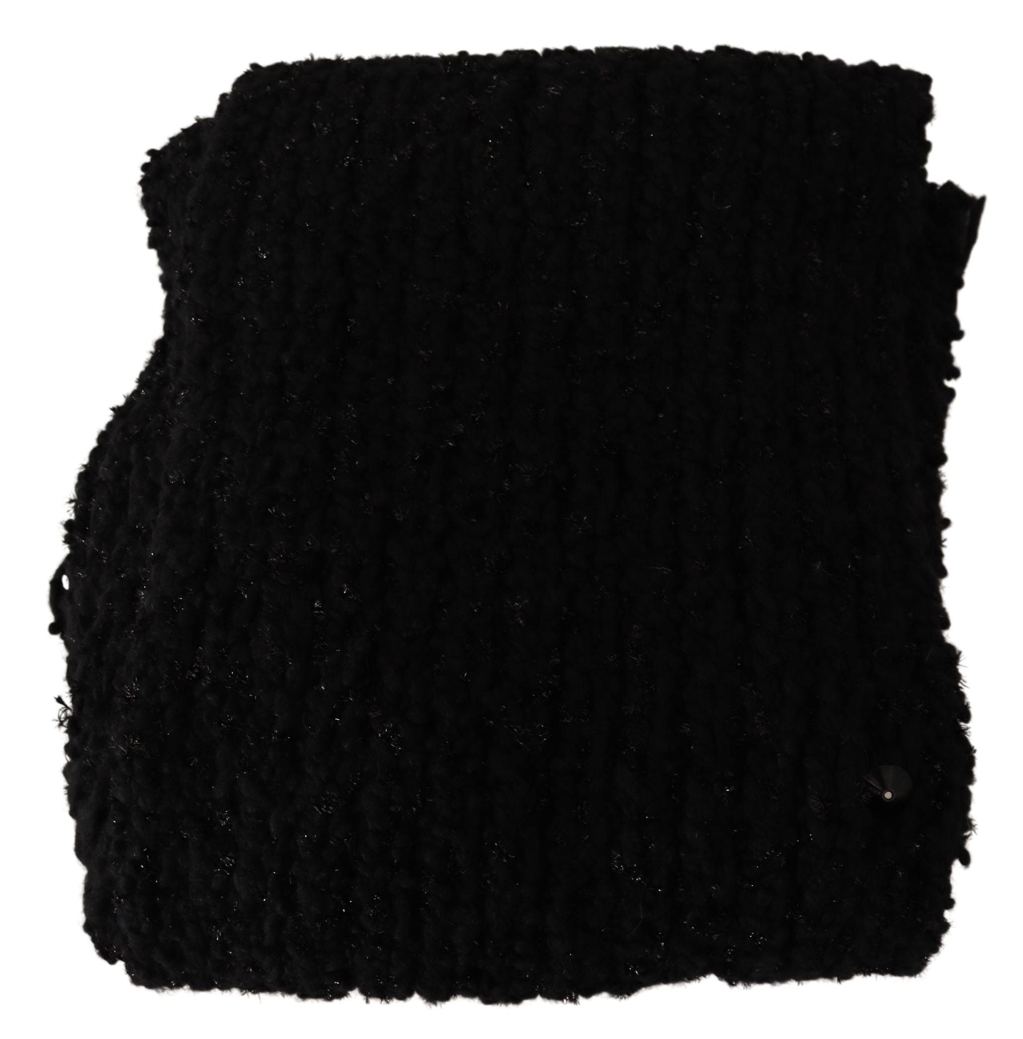 Elegant Black Wool-Blend Designer Scarf - ventzia