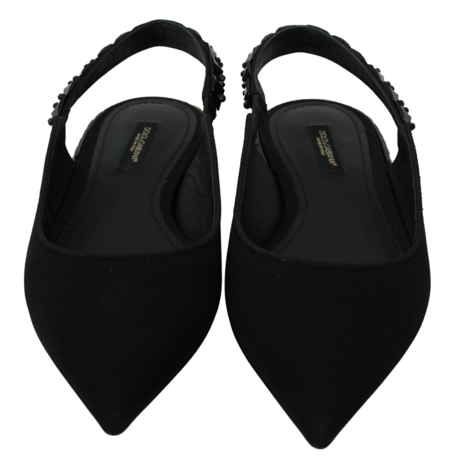 Black Flats Slingback Charmeuse Shoes - ventzia