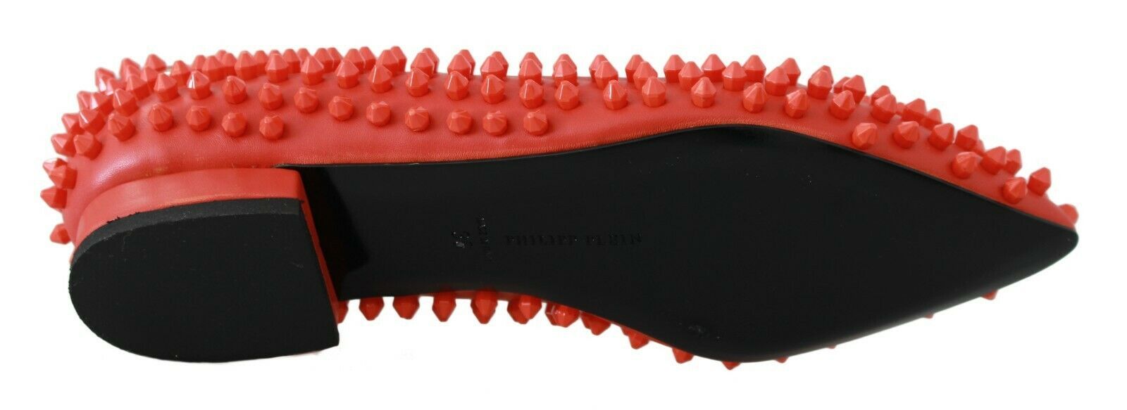 Vibrant Orange Pointed Leather Flats - ventzia