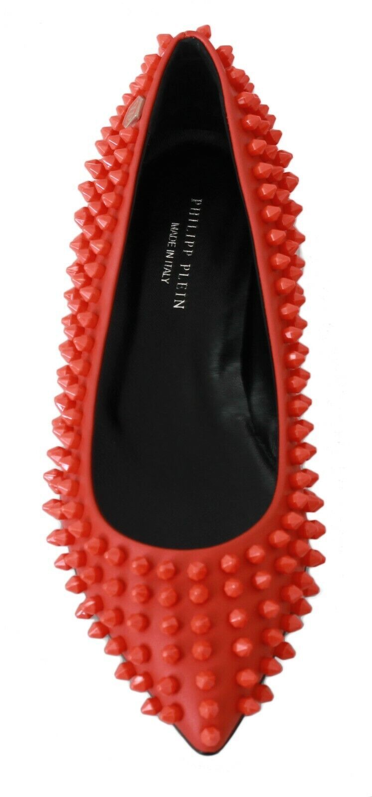 Vibrant Orange Pointed Leather Flats - ventzia