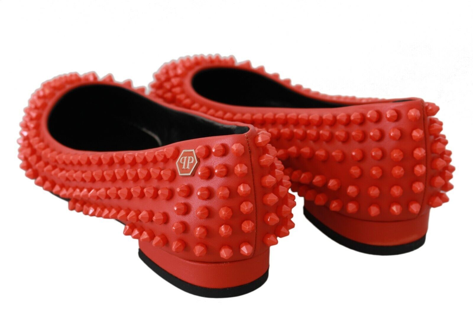 Vibrant Orange Pointed Leather Flats - ventzia