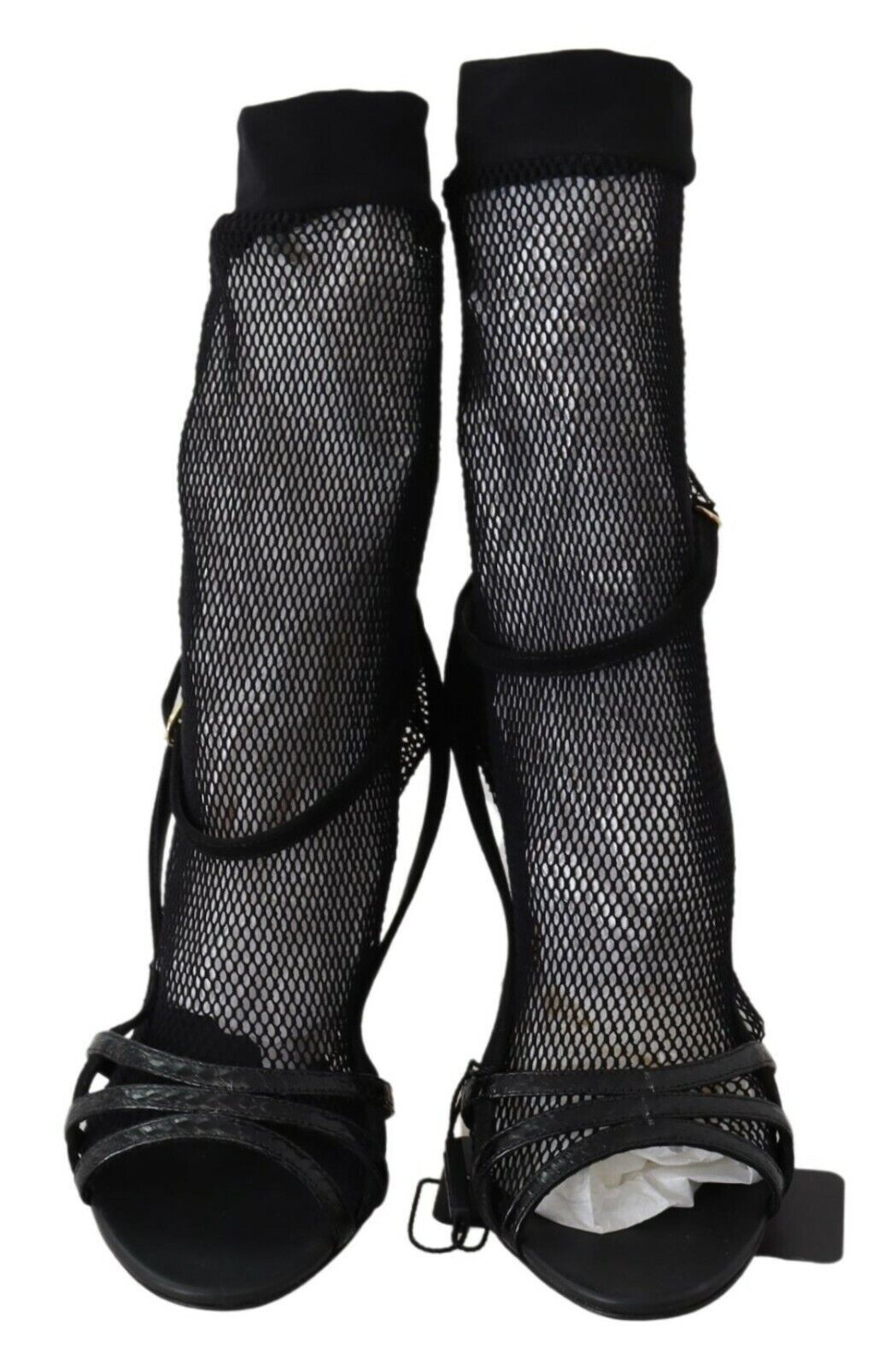 Chic Black Mesh Stiletto Sandals - ventzia