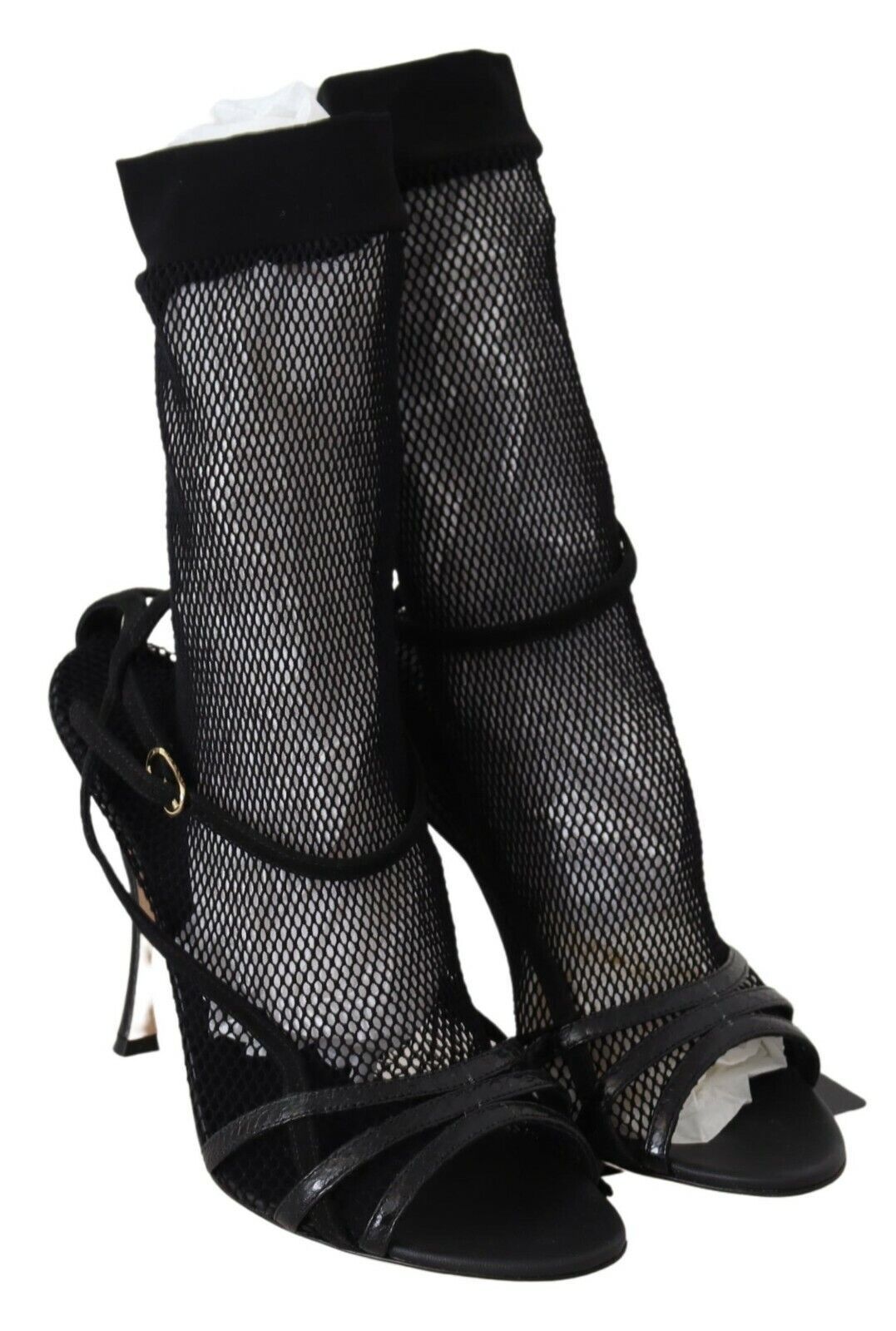Chic Black Mesh Stiletto Sandals - ventzia