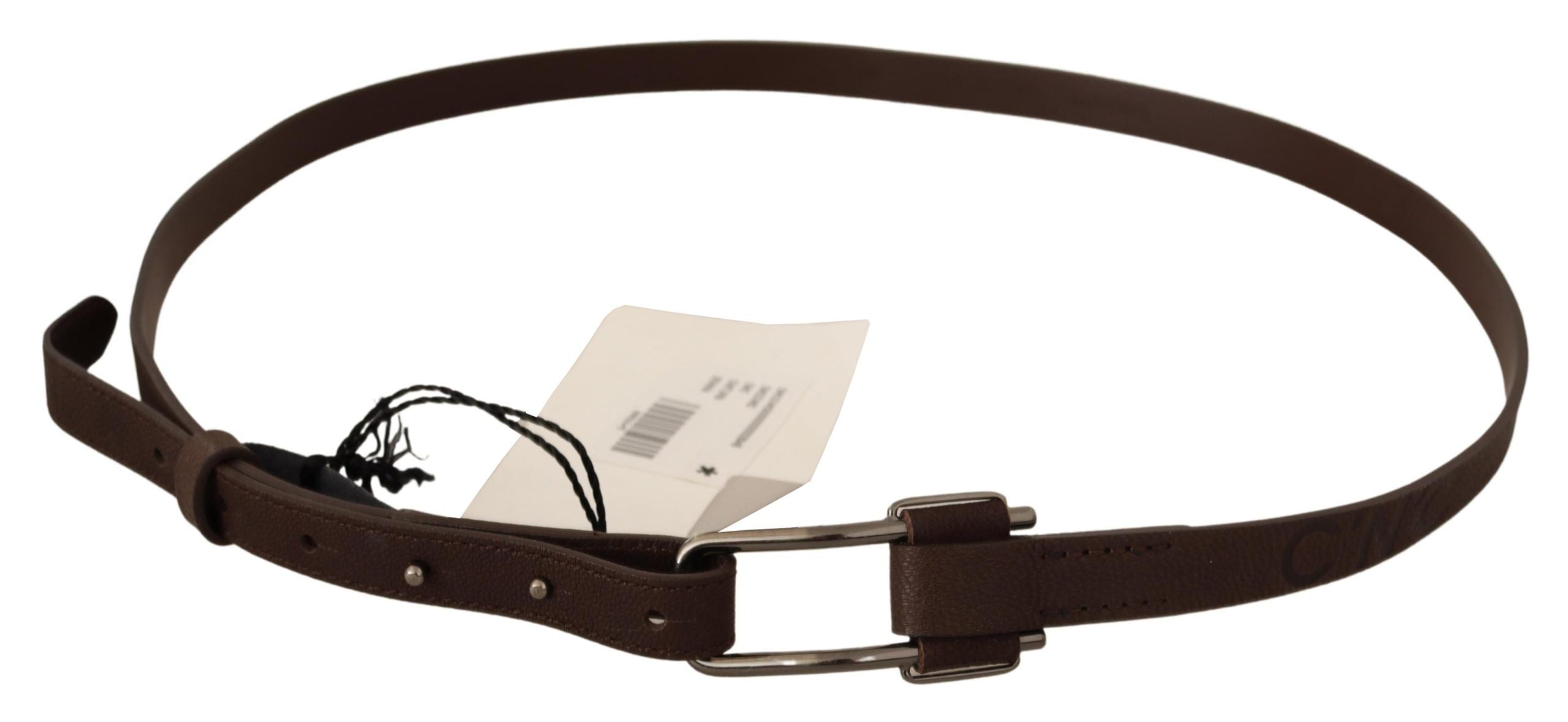 Elegant Brown Fashion Belt with Silver-Tone Buckle - ventzia