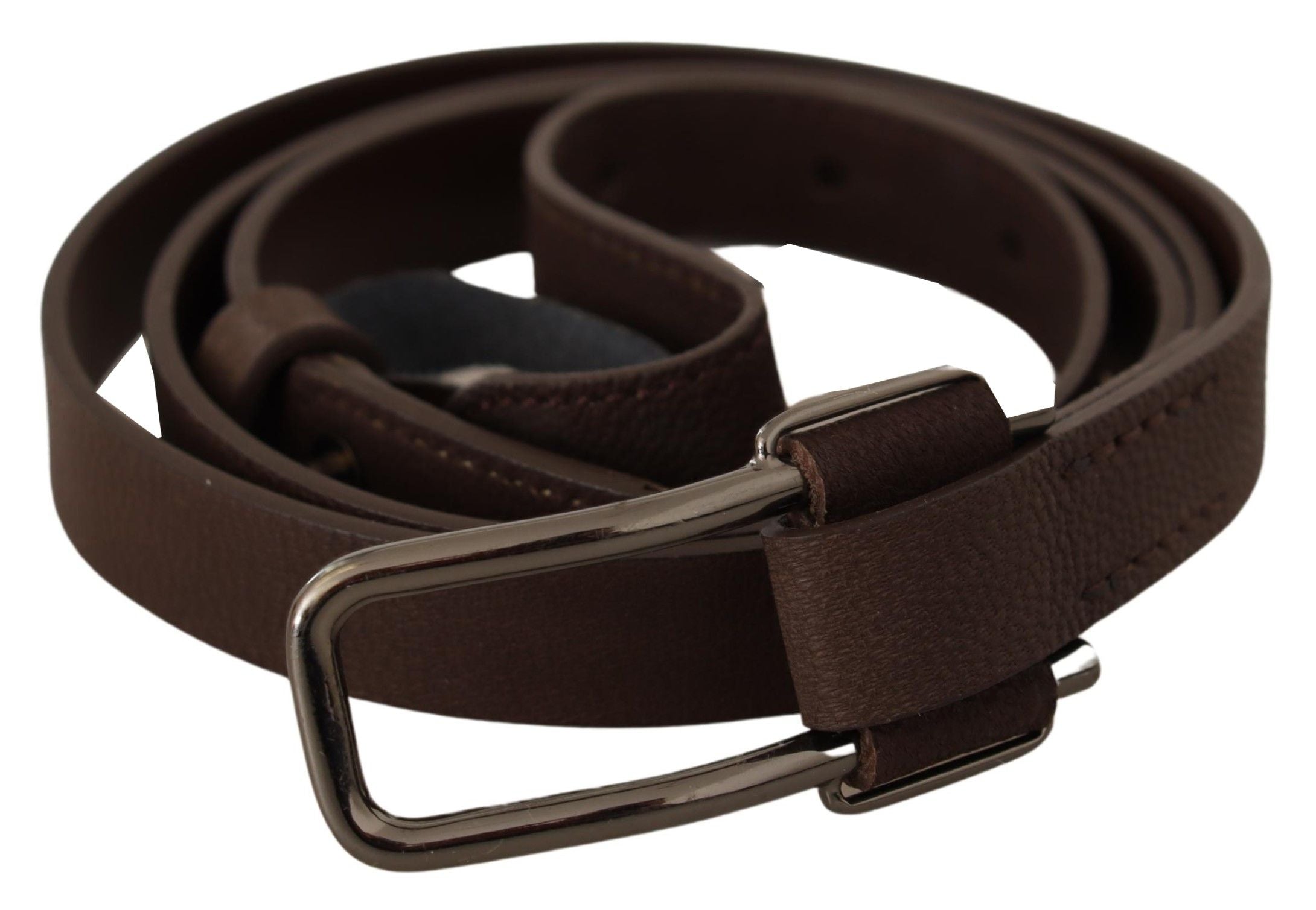 Elegant Brown Fashion Belt with Silver-Tone Buckle - ventzia