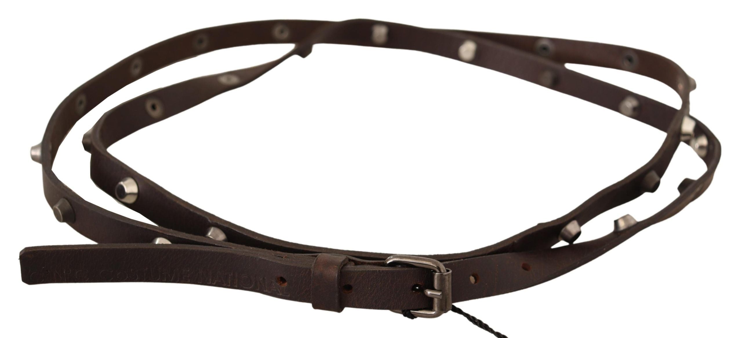 Chic Brown Leather Fashion Belt with Silver Buckle - ventzia