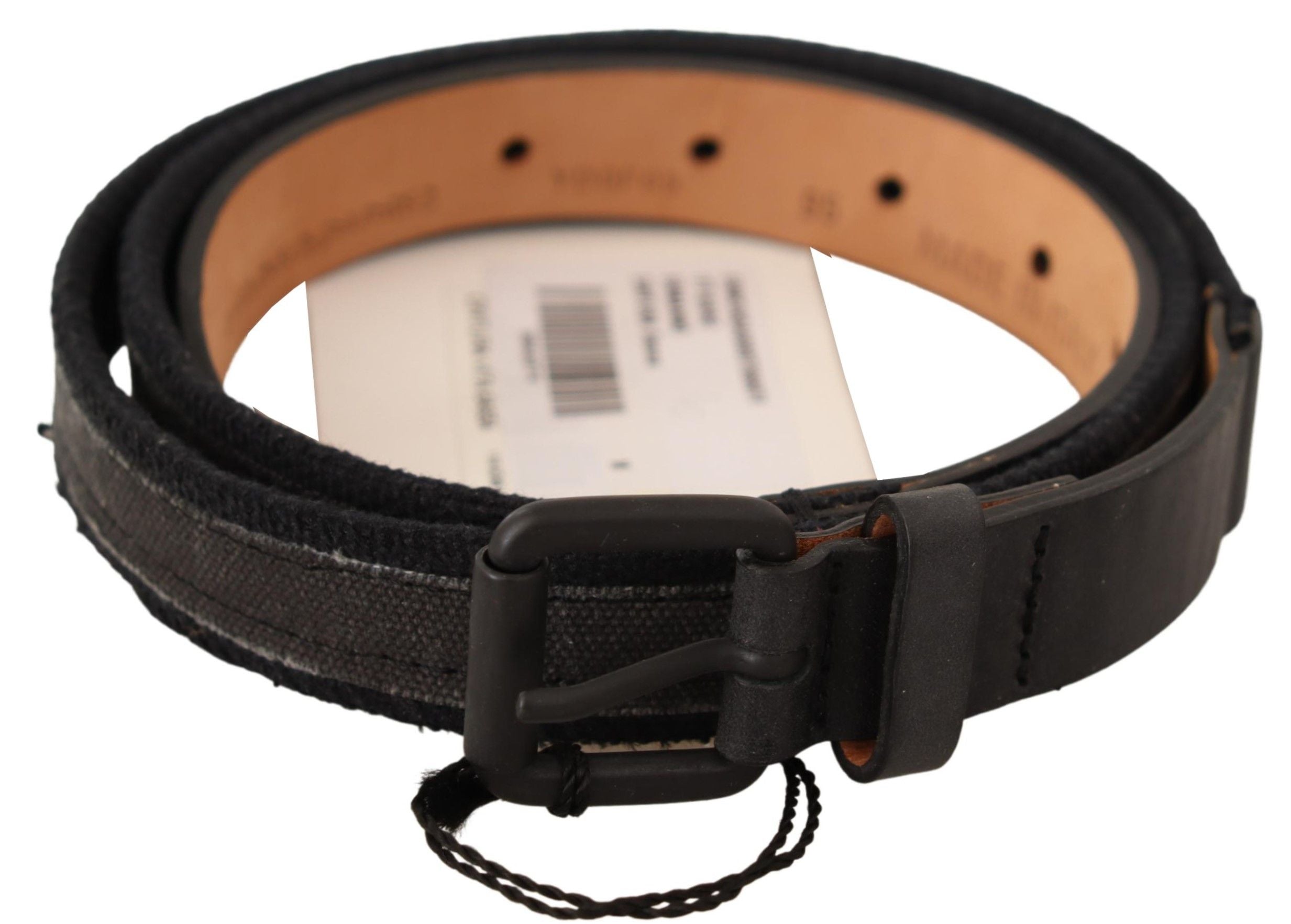 Classic Black Leather Belt with Buckle Fastening - ventzia