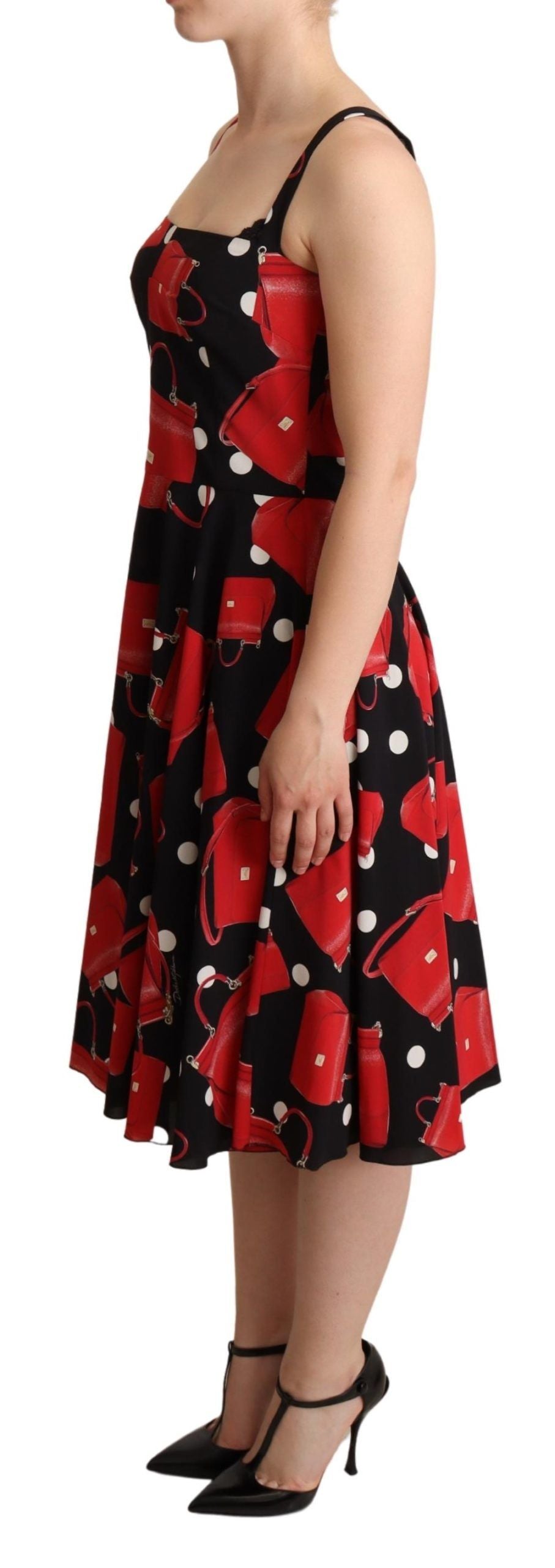 Sicilian Bag Print Sleeveless Midi Dress - ventzia