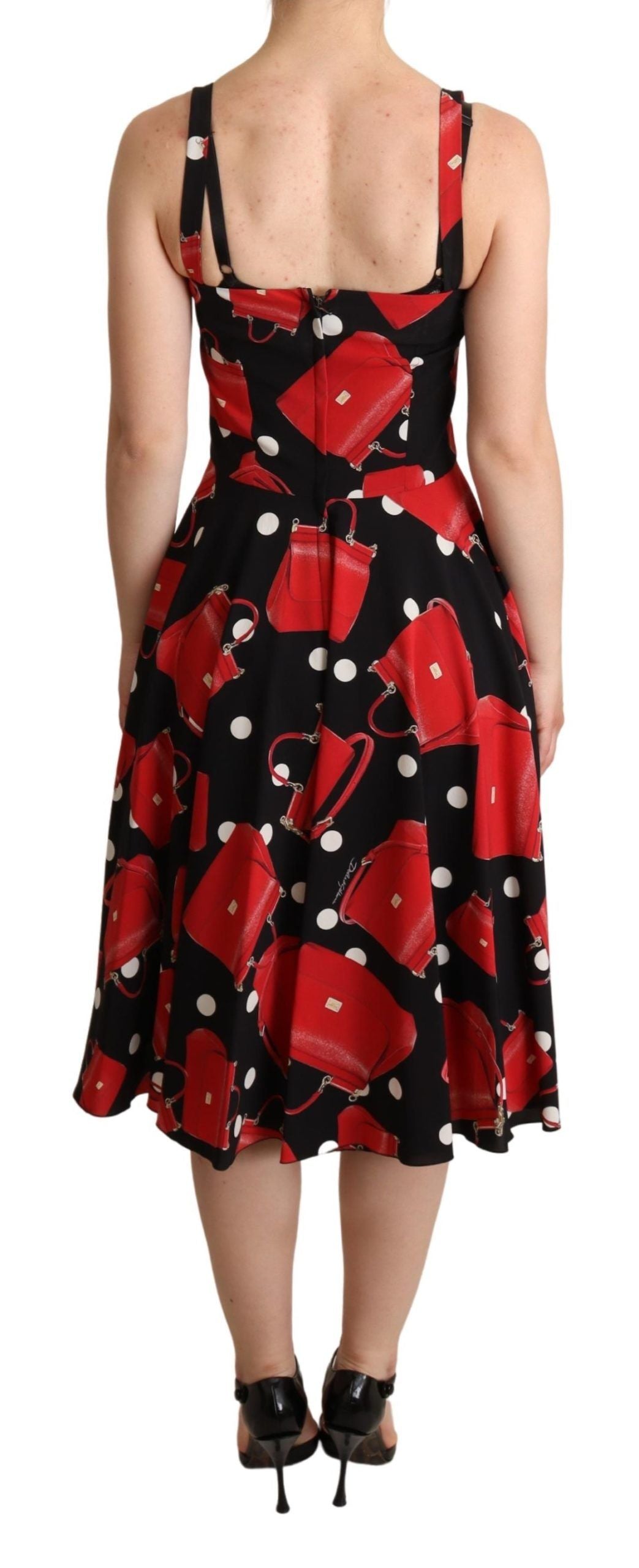 Sicilian Bag Print Sleeveless Midi Dress - ventzia