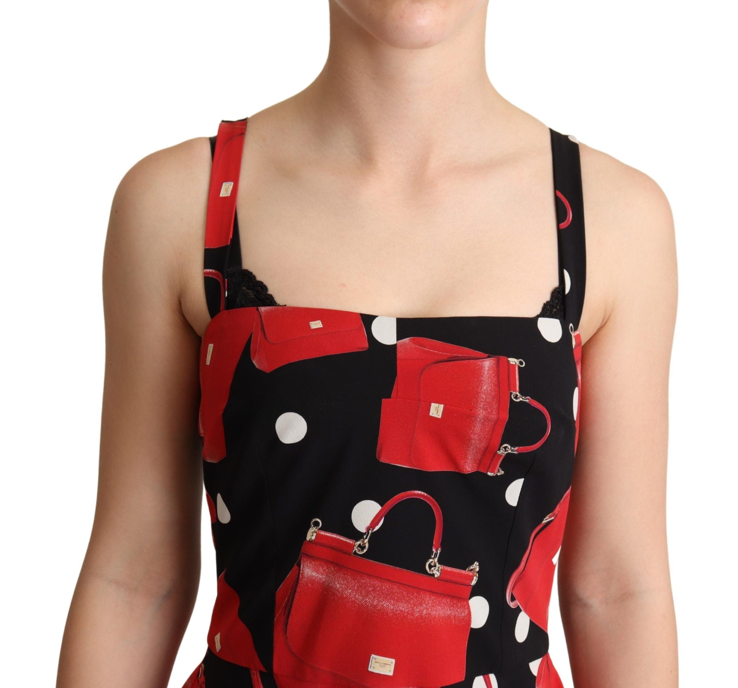 Sicilian Bag Print Sleeveless Midi Dress - ventzia
