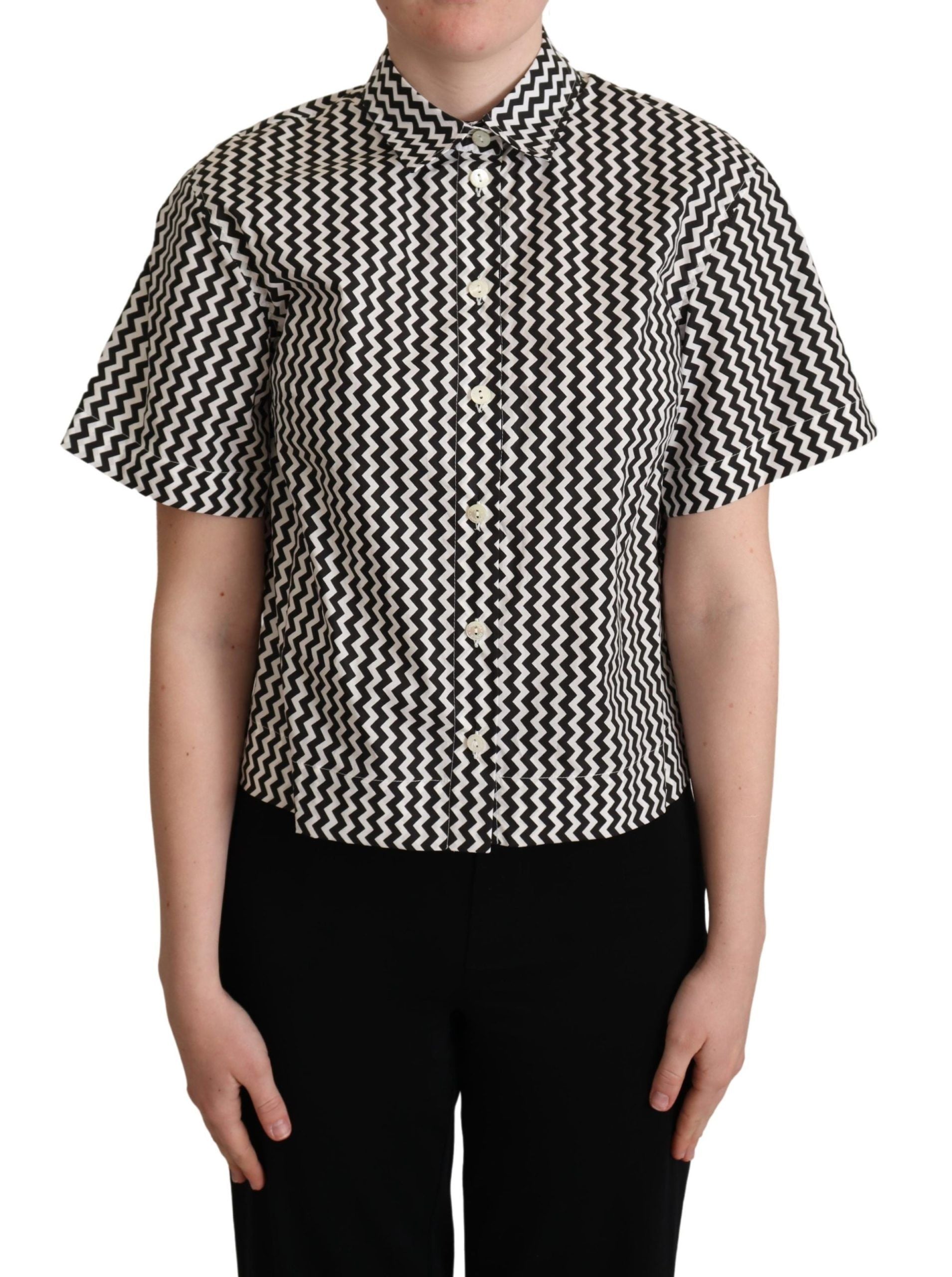 Zigzag Elegance Cotton Polo Top - ventzia
