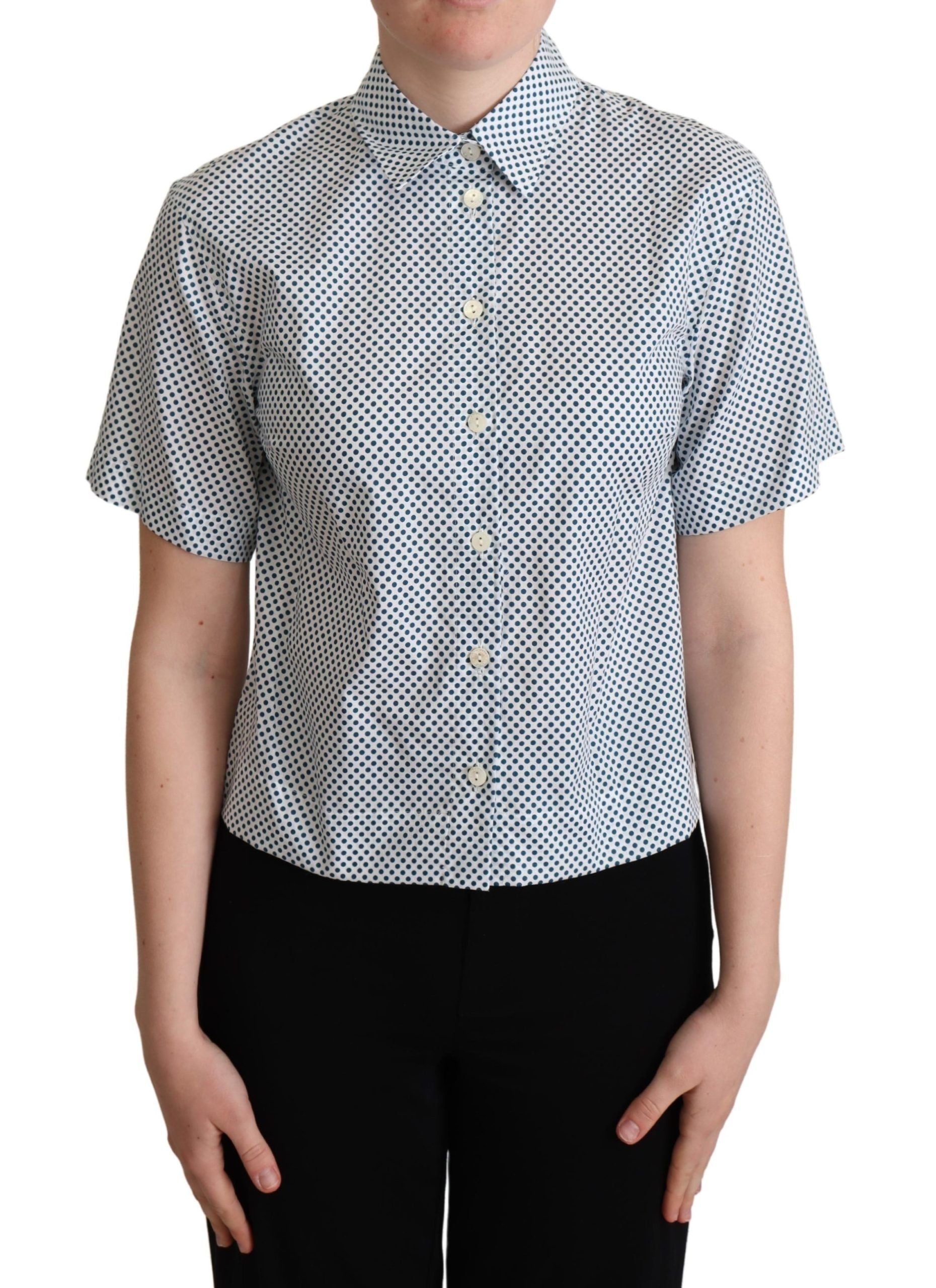 Elegant Polka Dot Cotton Polo Shirt - ventzia