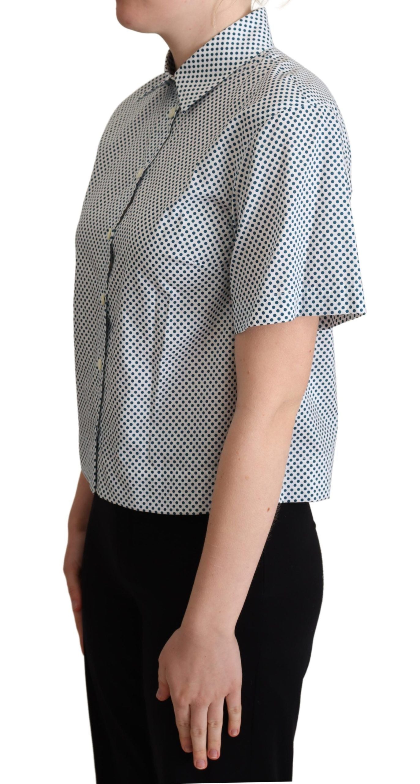 Elegant Polka Dot Cotton Polo Shirt - ventzia