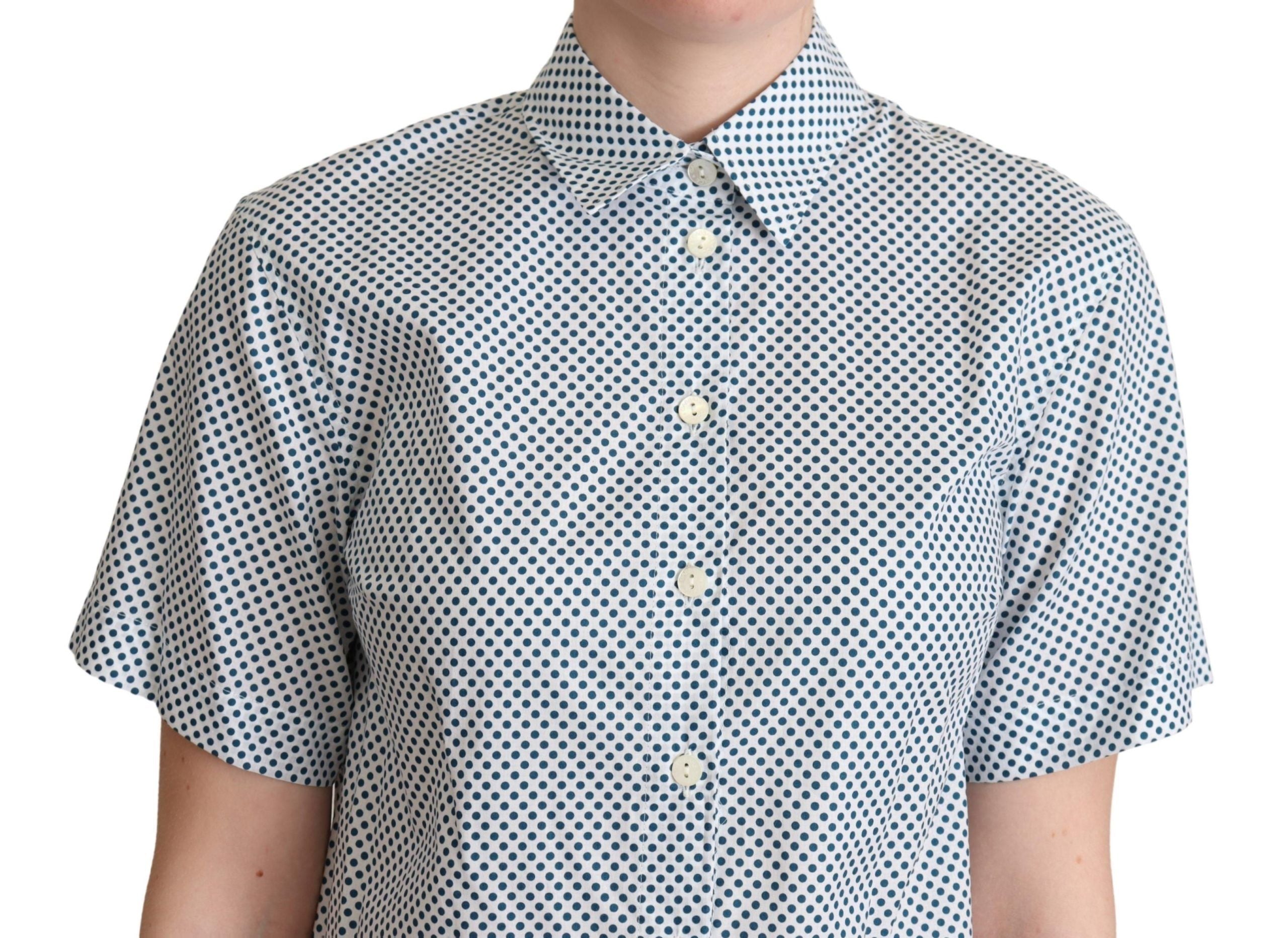 Elegant Polka Dot Cotton Polo Shirt - ventzia