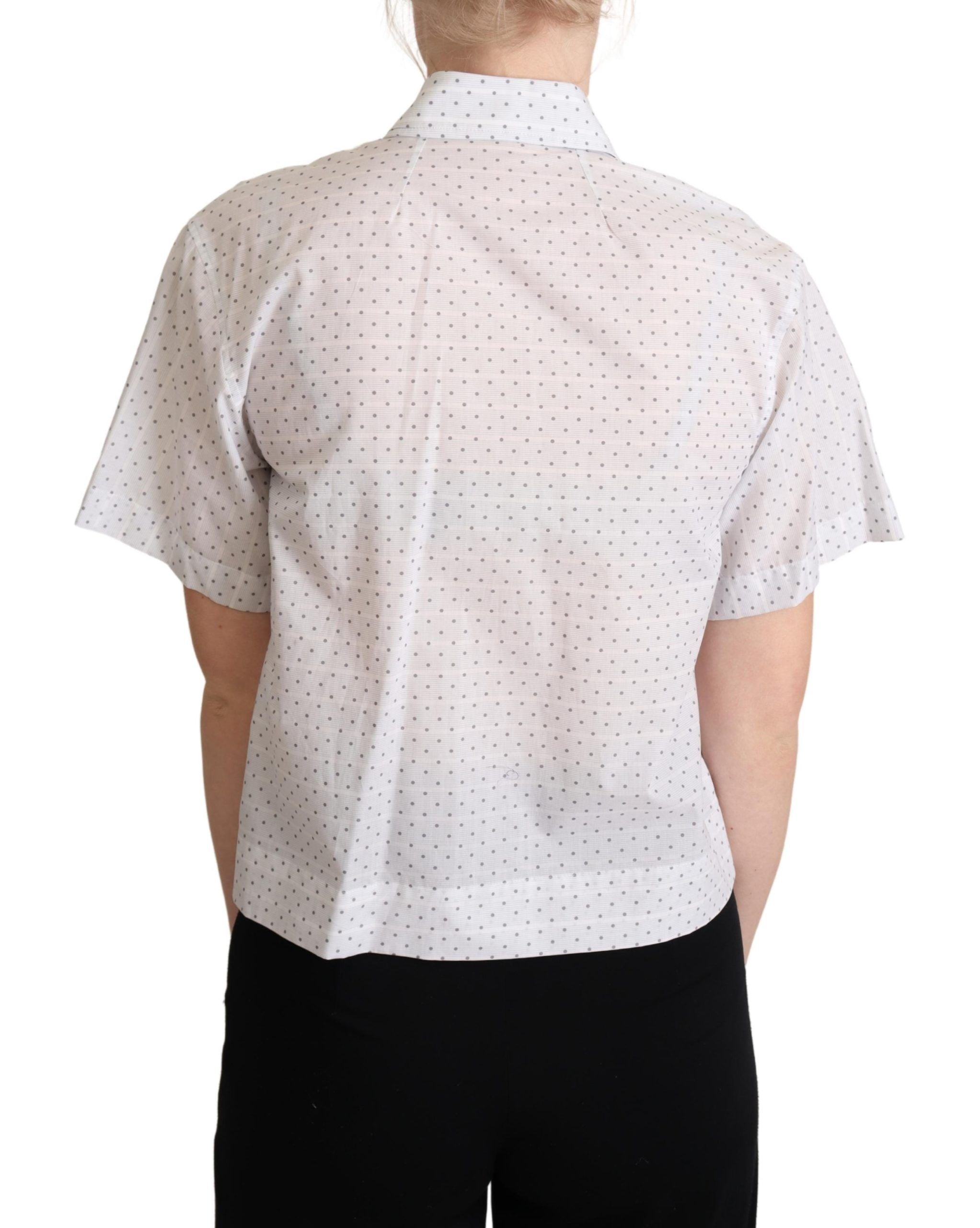 Elegant Polka Dot Cotton Polo Top - ventzia