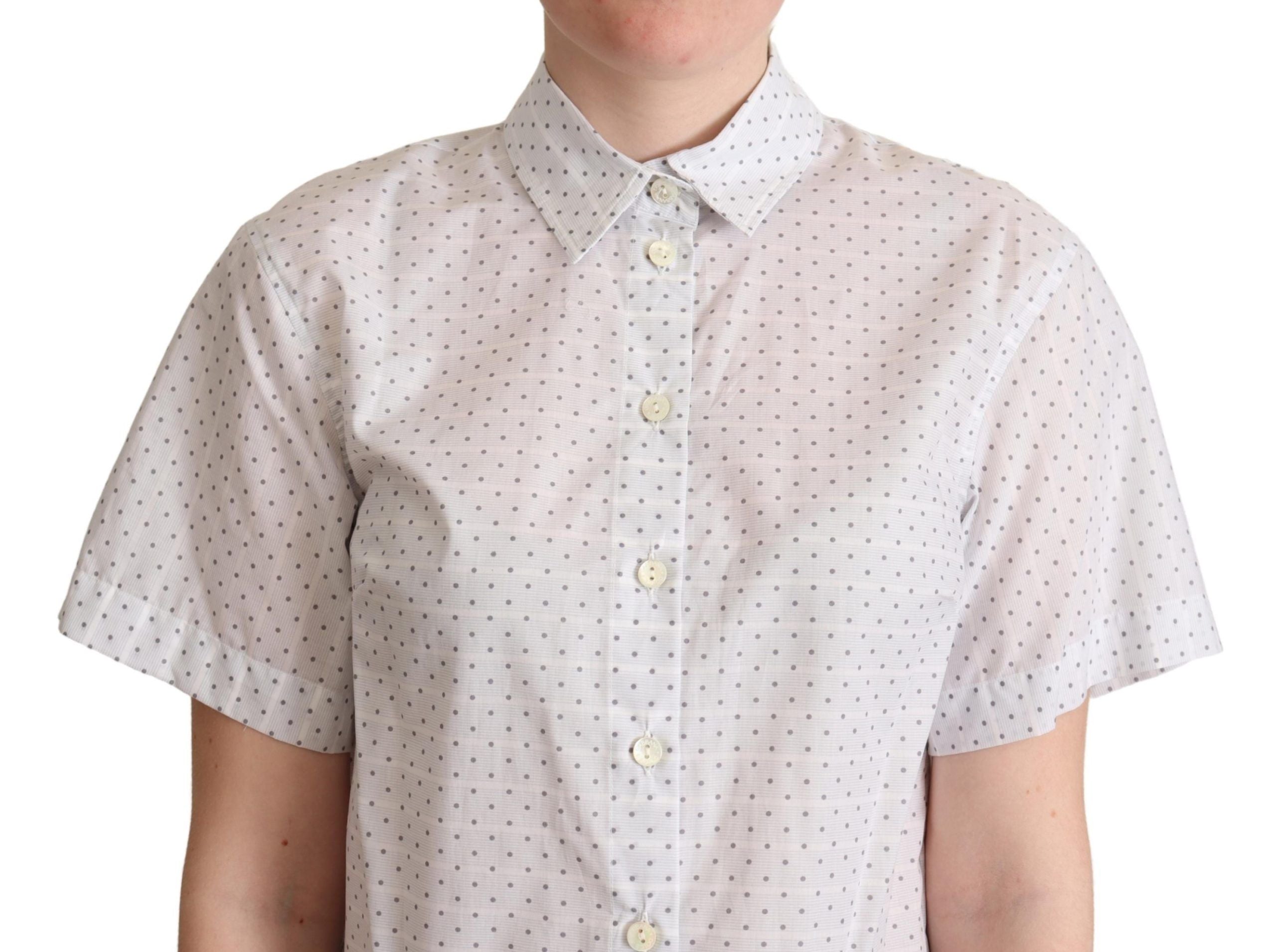 Elegant Polka Dot Cotton Polo Top - ventzia