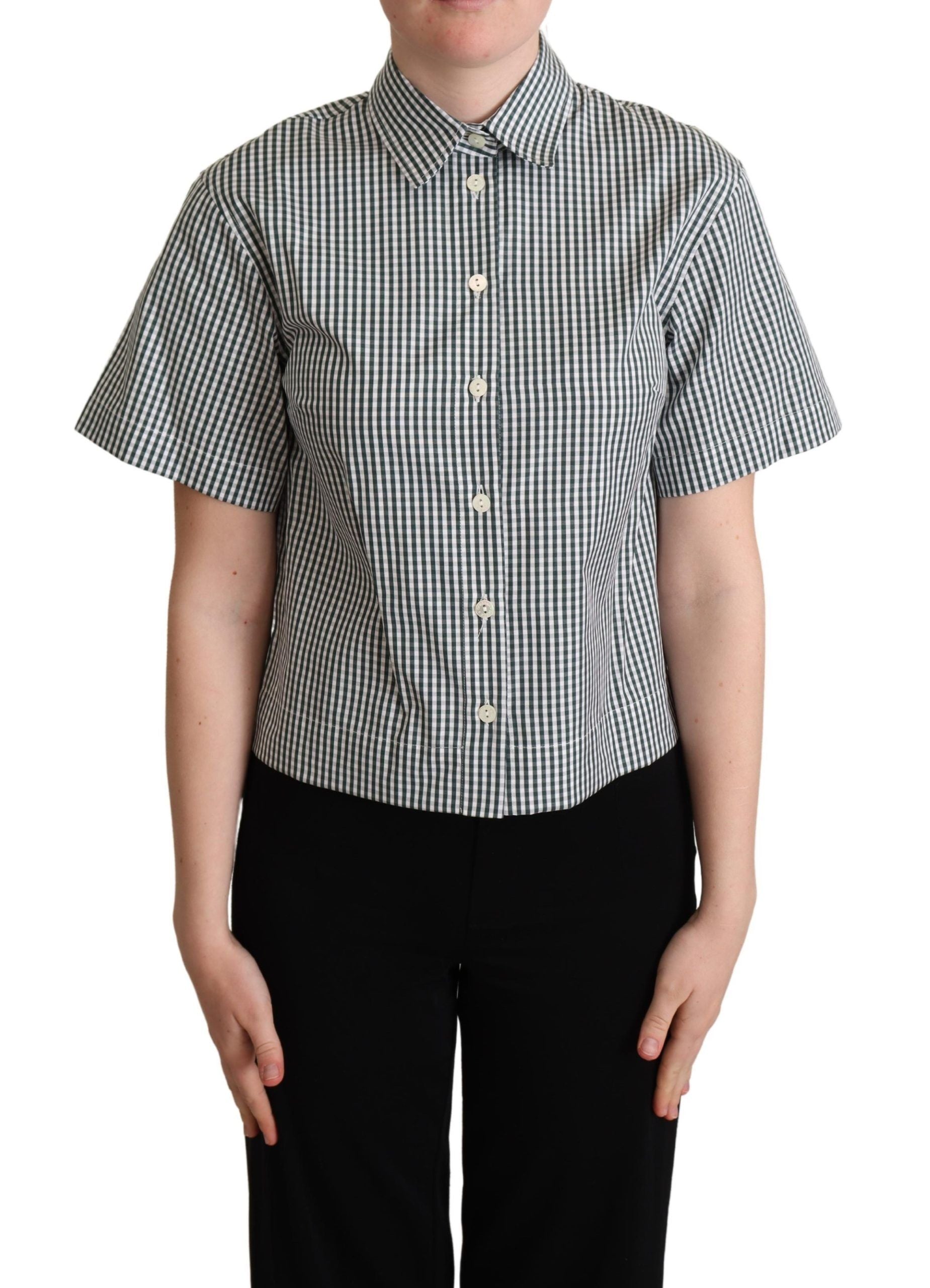 Elegant Checkered Cotton Polo Top - ventzia