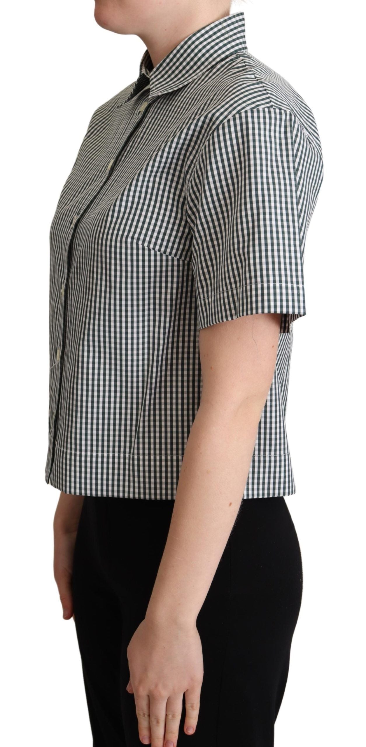 Elegant Checkered Cotton Polo Top - ventzia