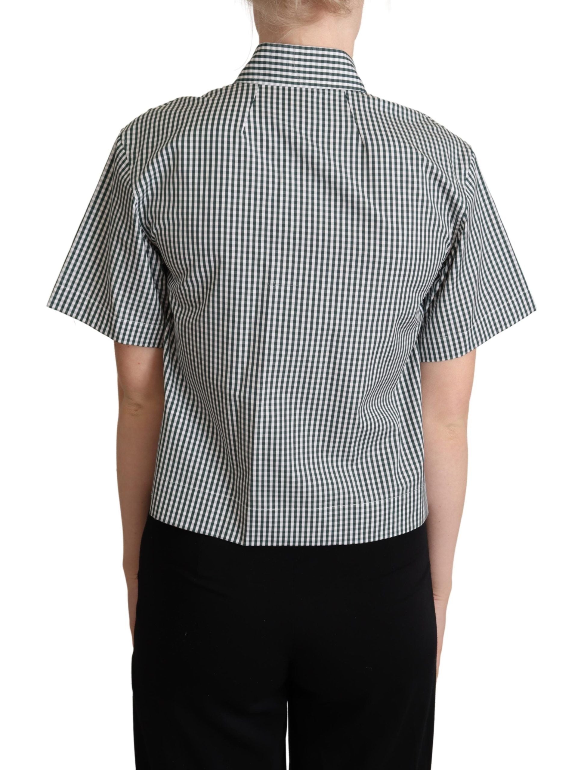 Elegant Checkered Cotton Polo Top - ventzia