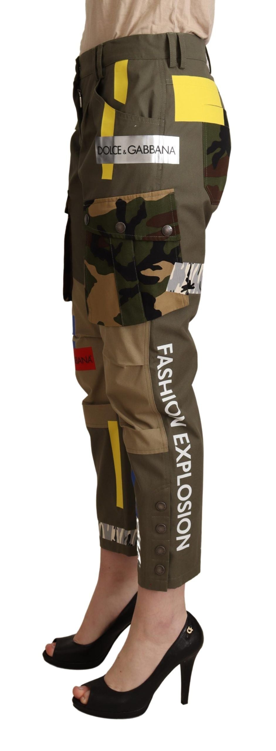 Chic Multicolor Patched Cargo Pants - ventzia