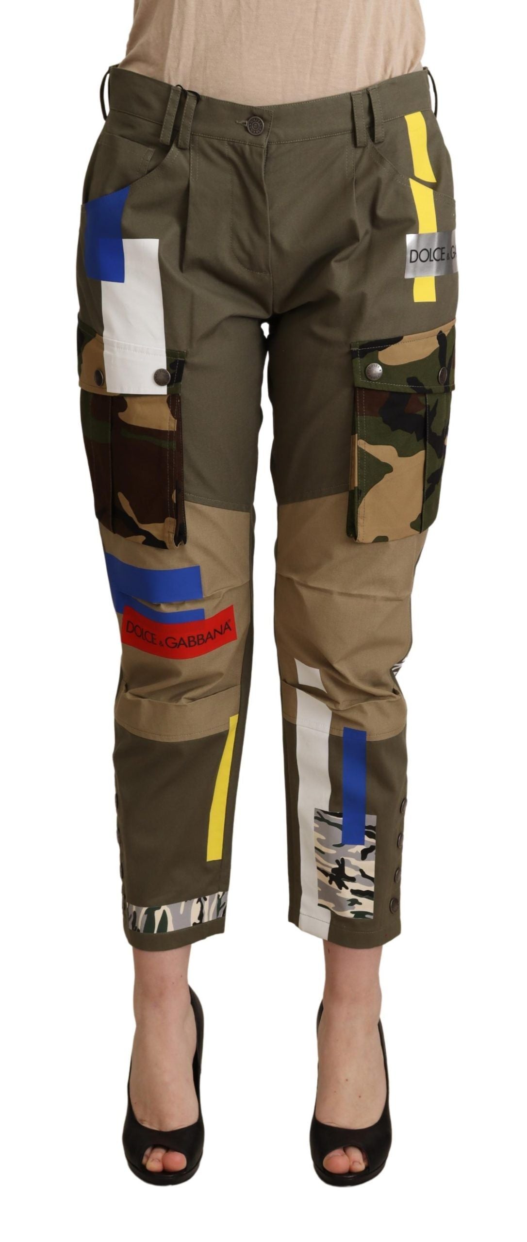 Chic Multicolor Patched Cargo Pants - ventzia
