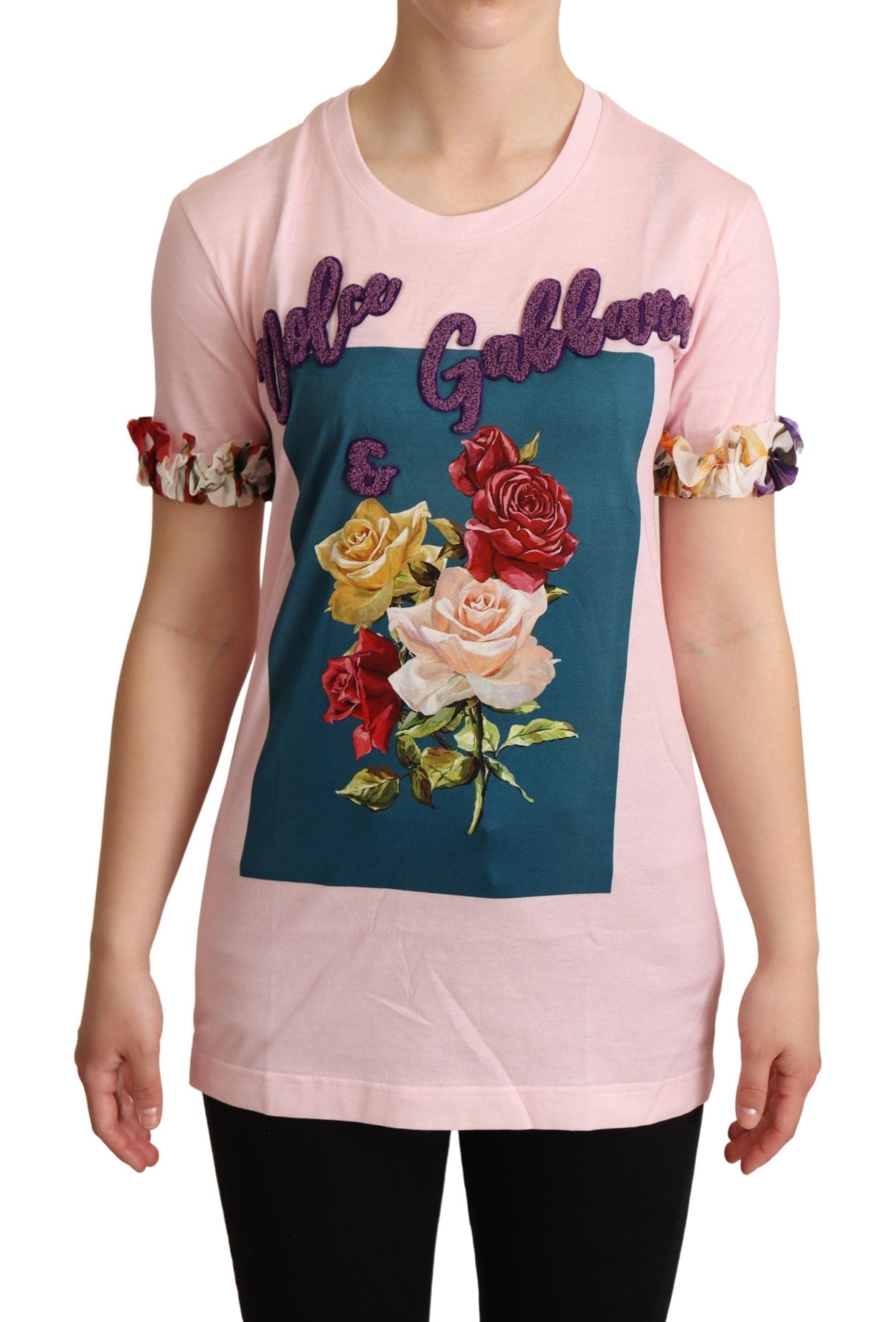 Elegant Floral Rose Applique T-Shirt - ventzia