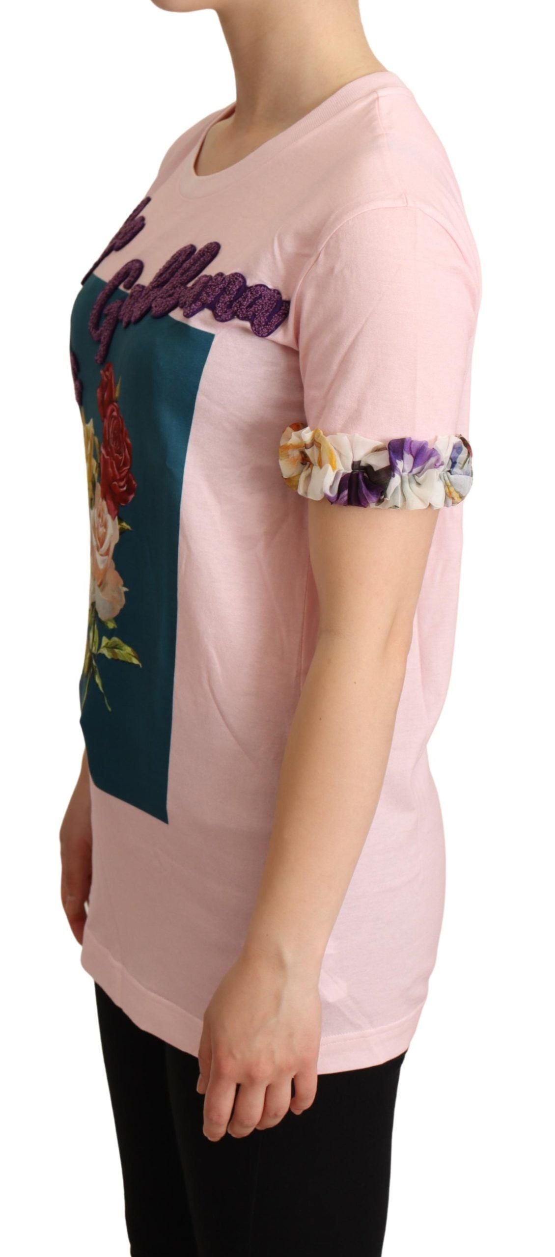 Elegant Floral Rose Applique T-Shirt - ventzia