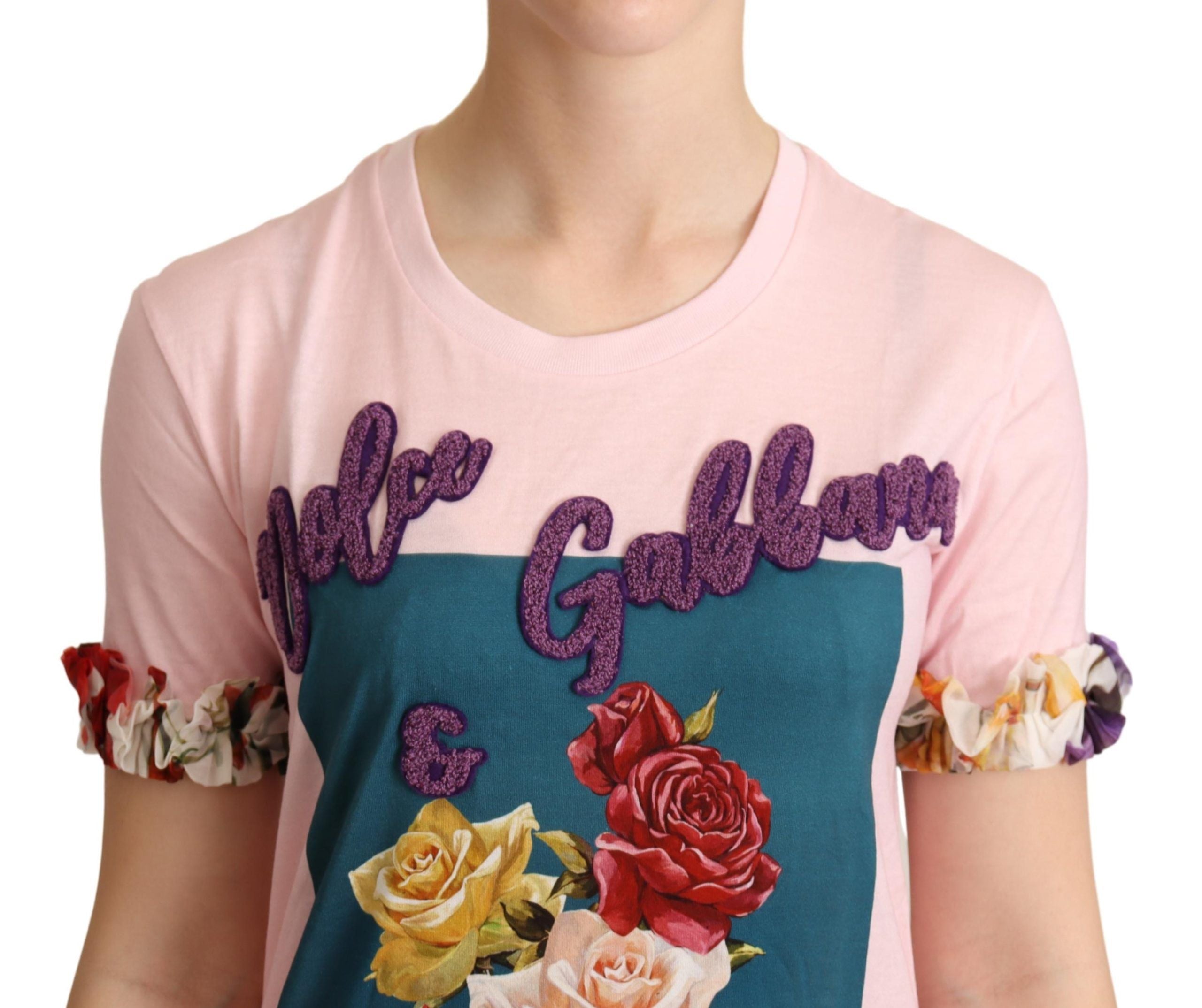 Elegant Floral Rose Applique T-Shirt - ventzia