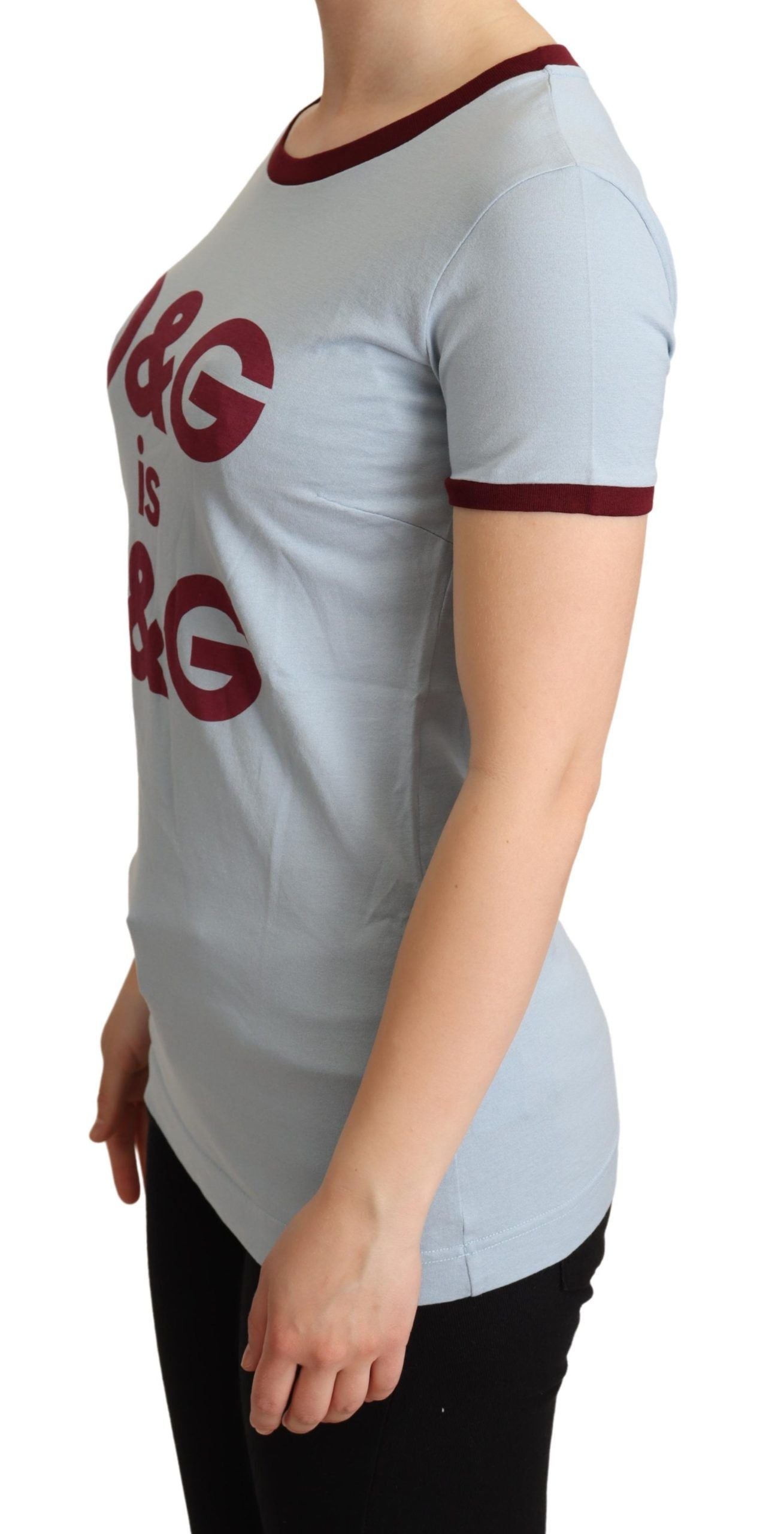 Elegant Blue Crewneck Cotton Tee - ventzia