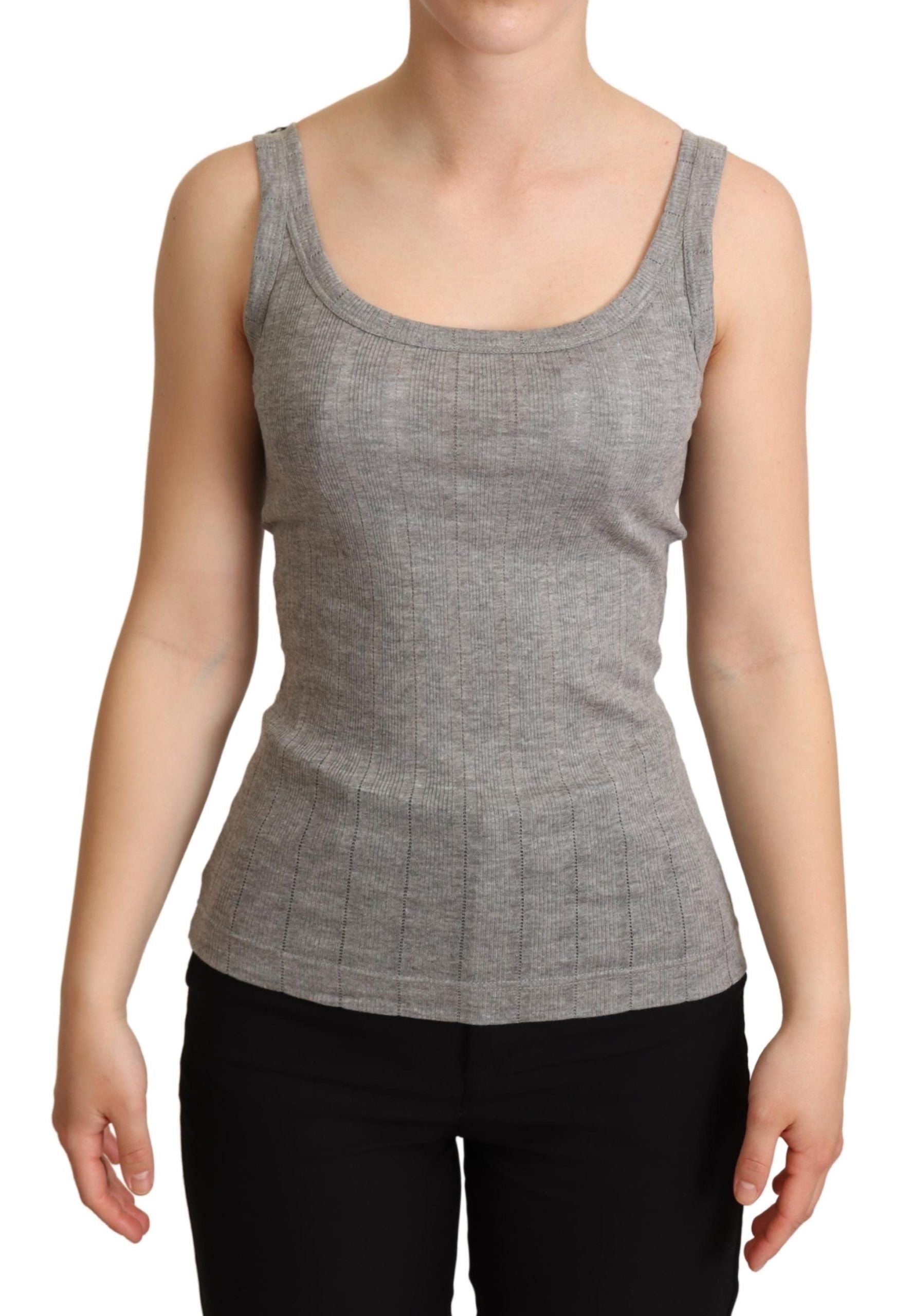 Elegant Sleeveless Gray Tank Top - ventzia