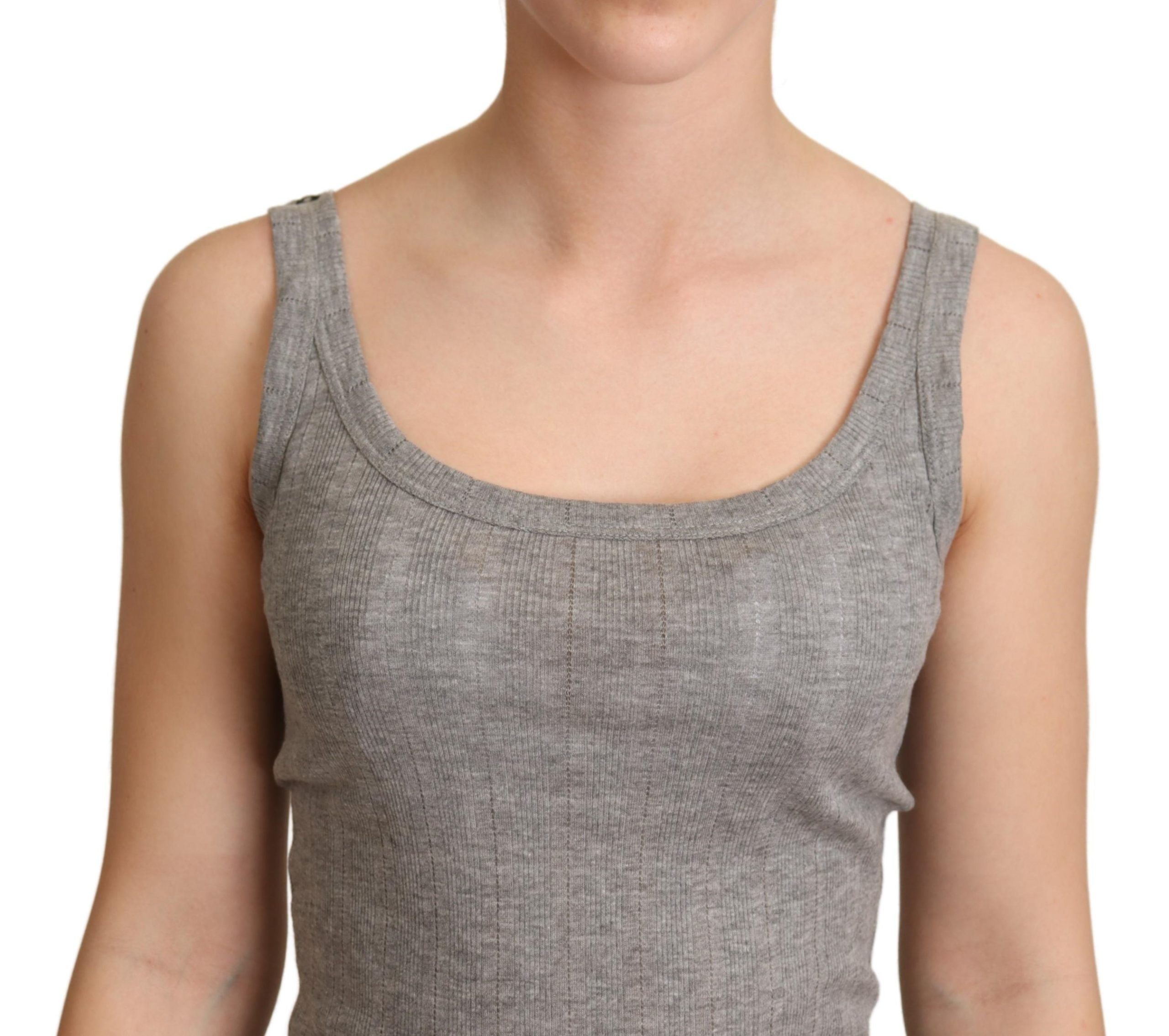 Elegant Sleeveless Gray Tank Top - ventzia