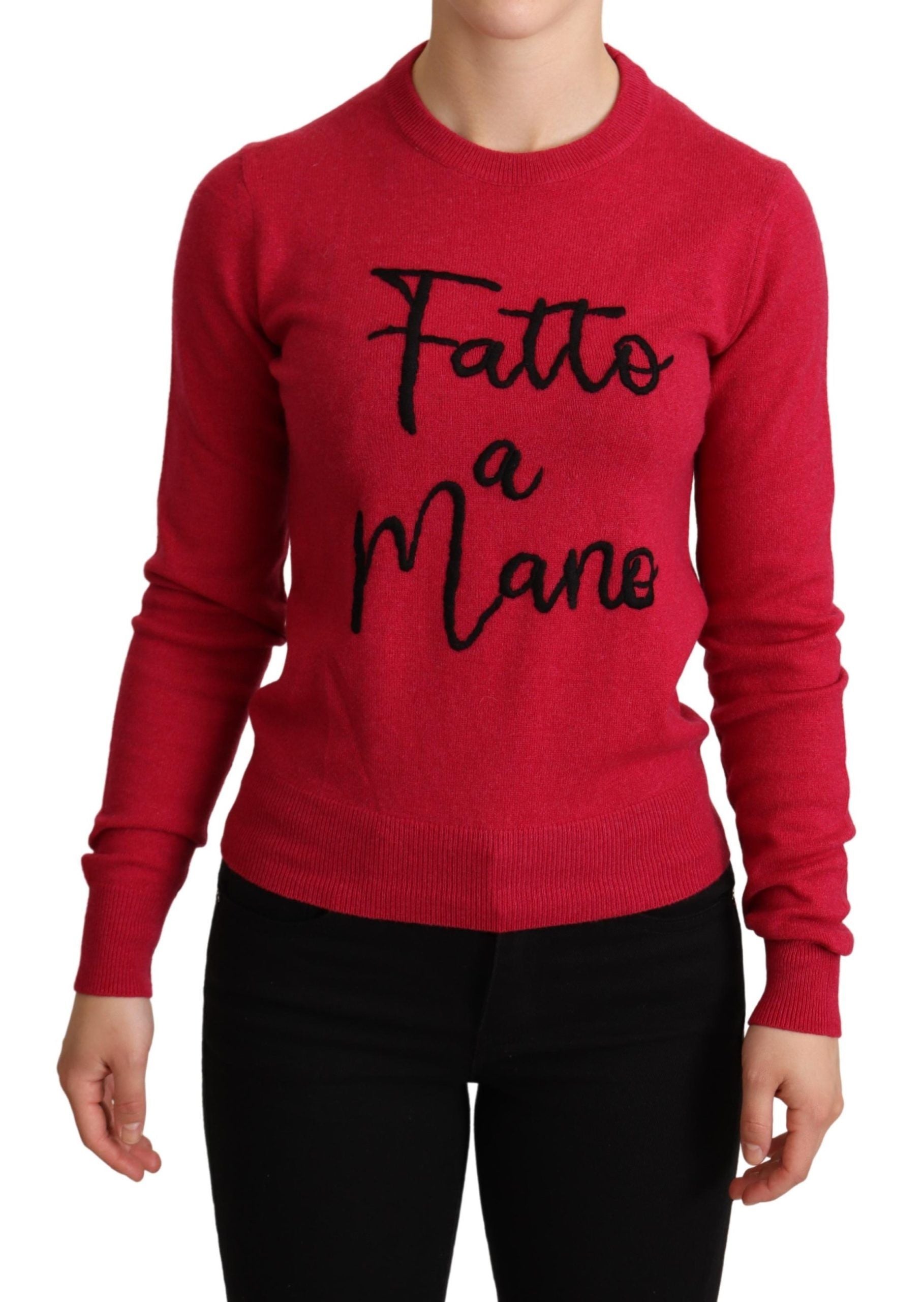 Chic Pink Cashmere Blend Crewneck Pullover - ventzia
