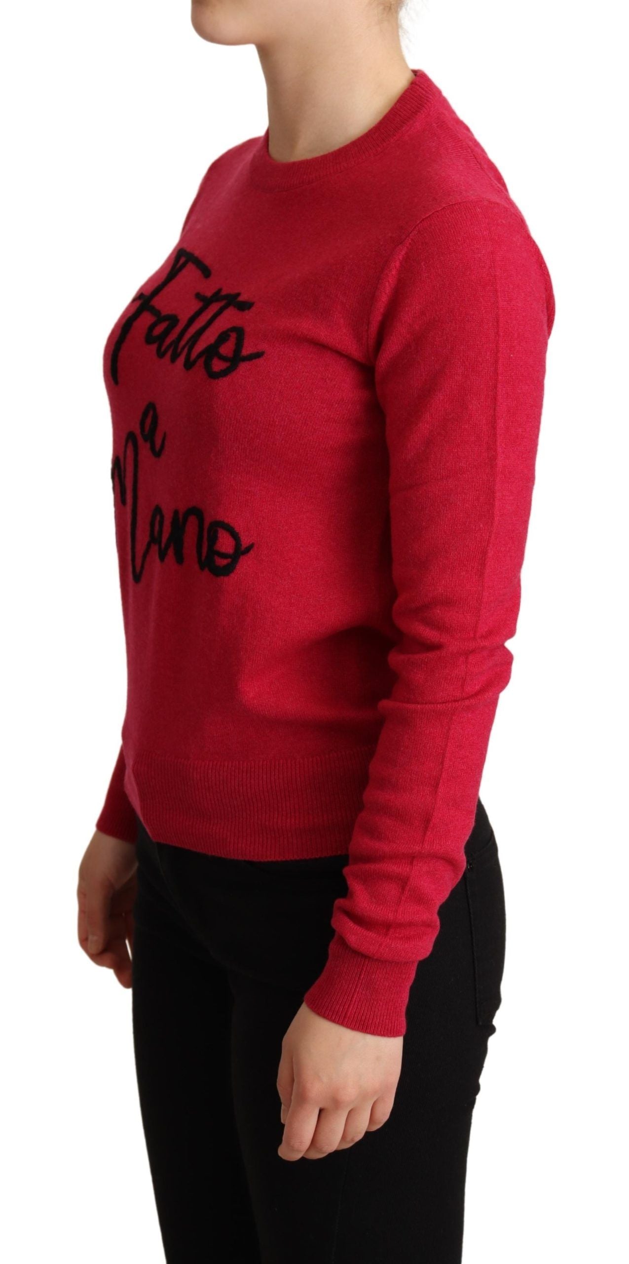 Chic Pink Cashmere Blend Crewneck Pullover - ventzia