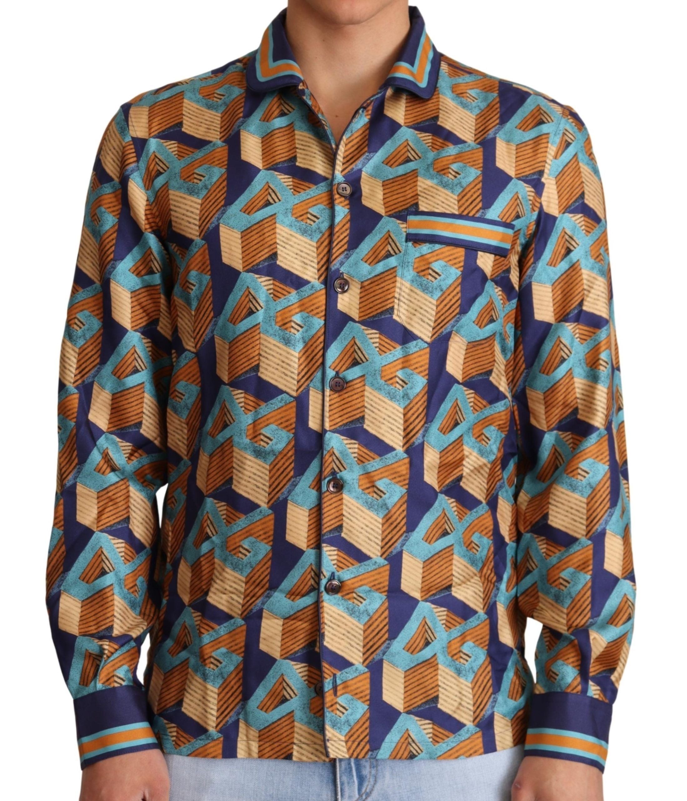 Elegant Silk Casual Shirt with DG Logo - ventzia