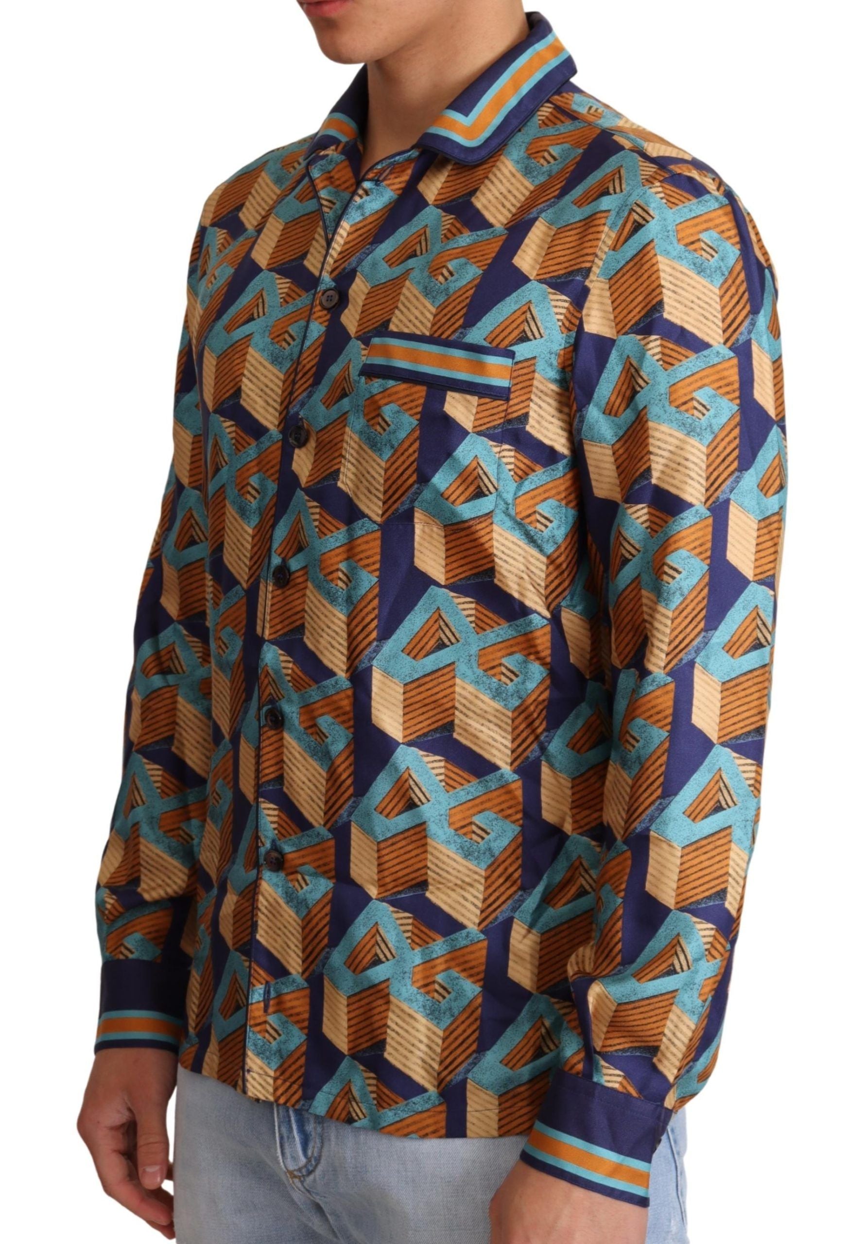 Elegant Silk Casual Shirt with DG Logo - ventzia
