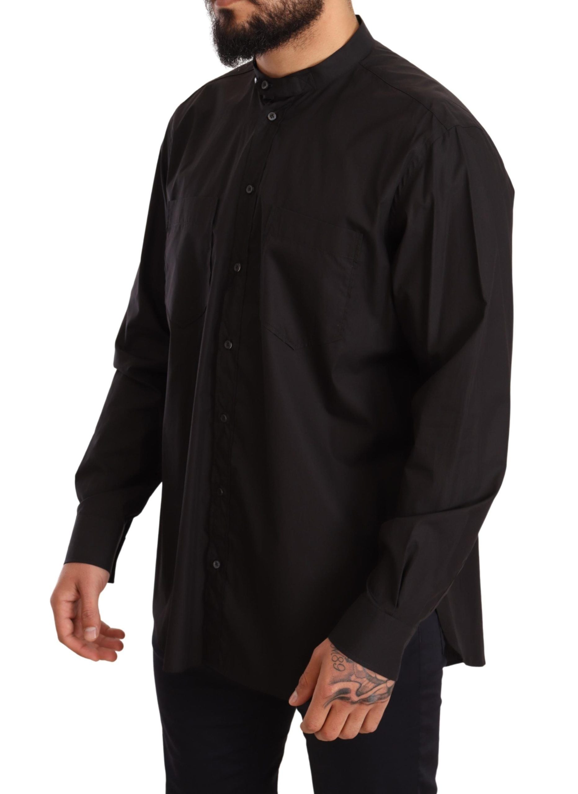 Elegant Black 100% Cotton Men's Shirt - ventzia
