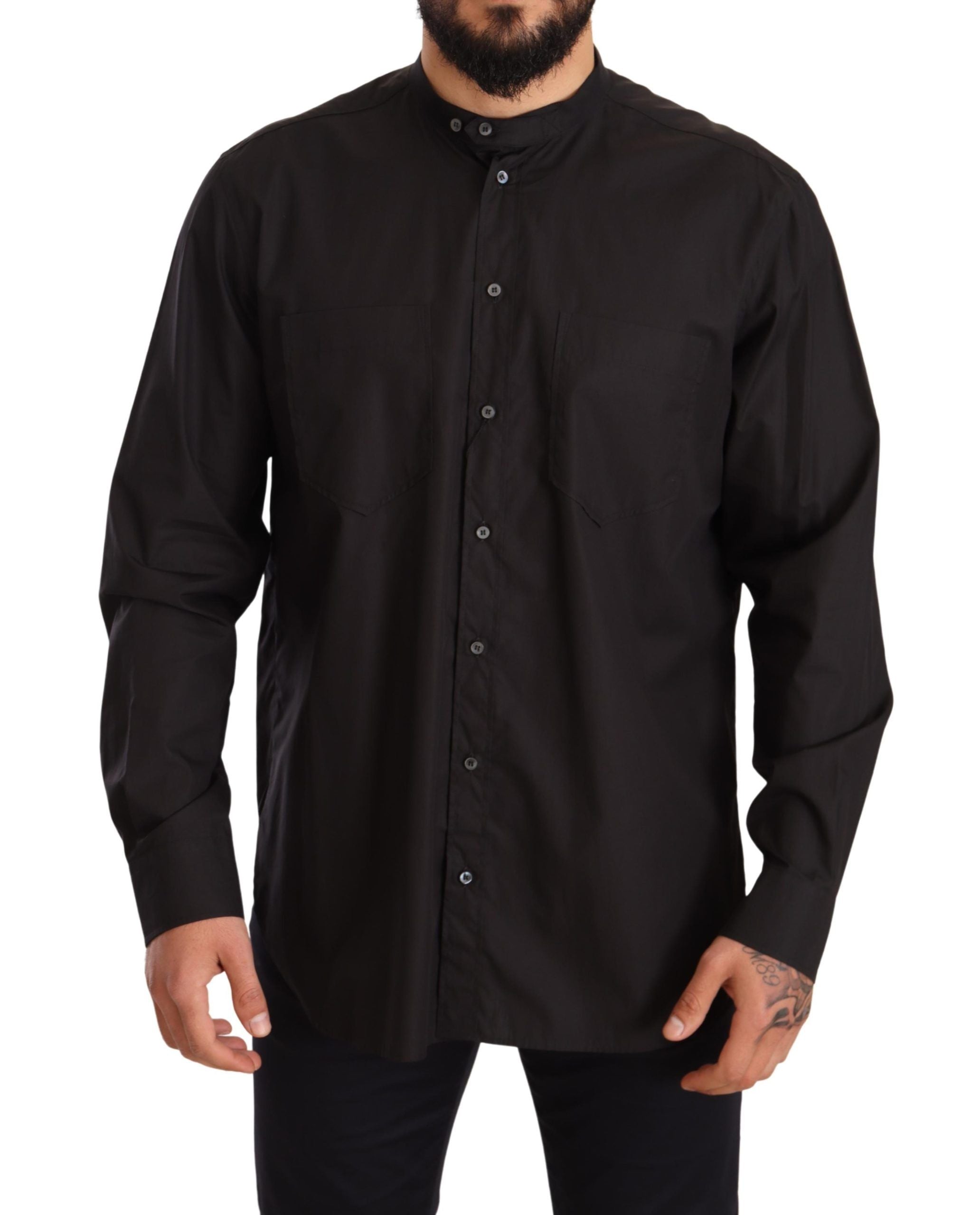 Elegant Black 100% Cotton Men's Shirt - ventzia