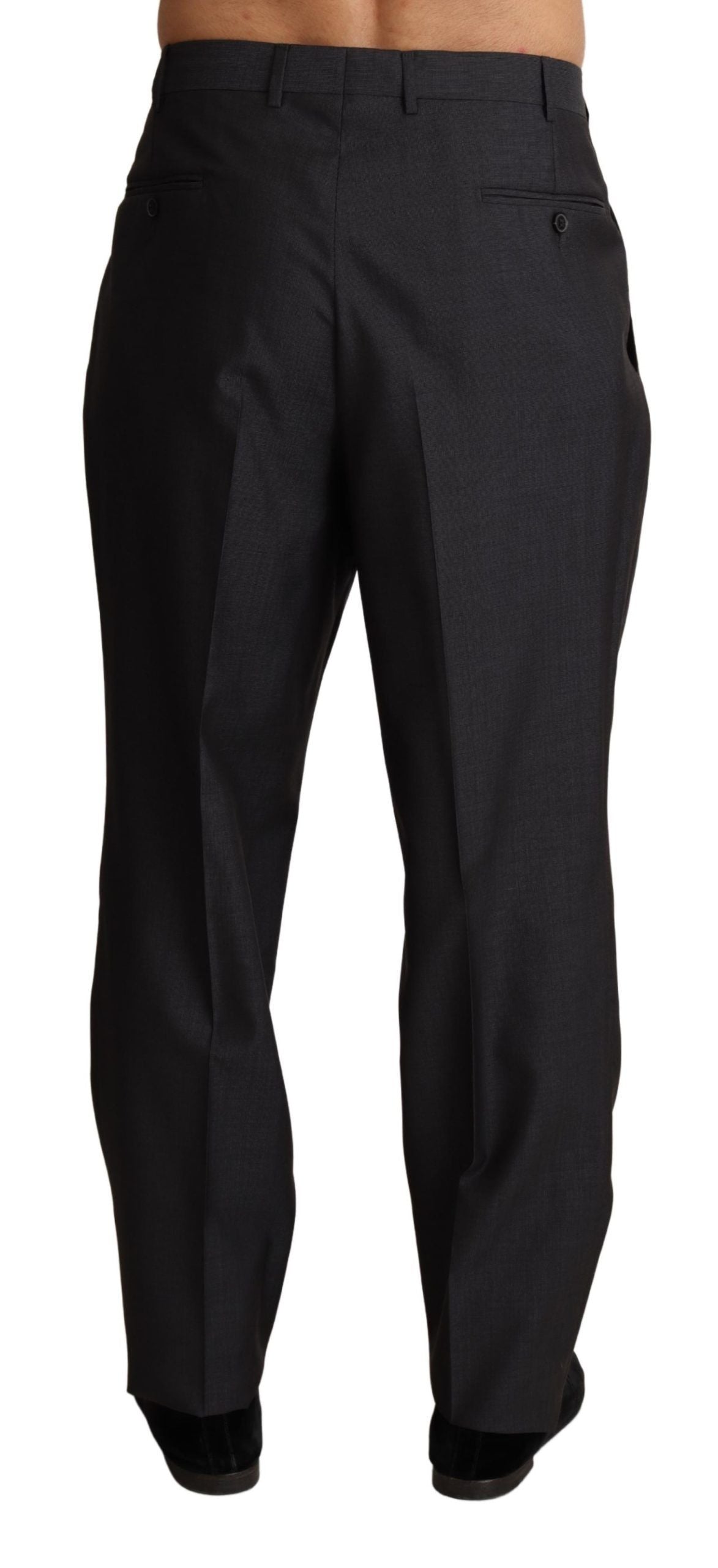 Elegant Gray Skinny Dress Trousers - ventzia