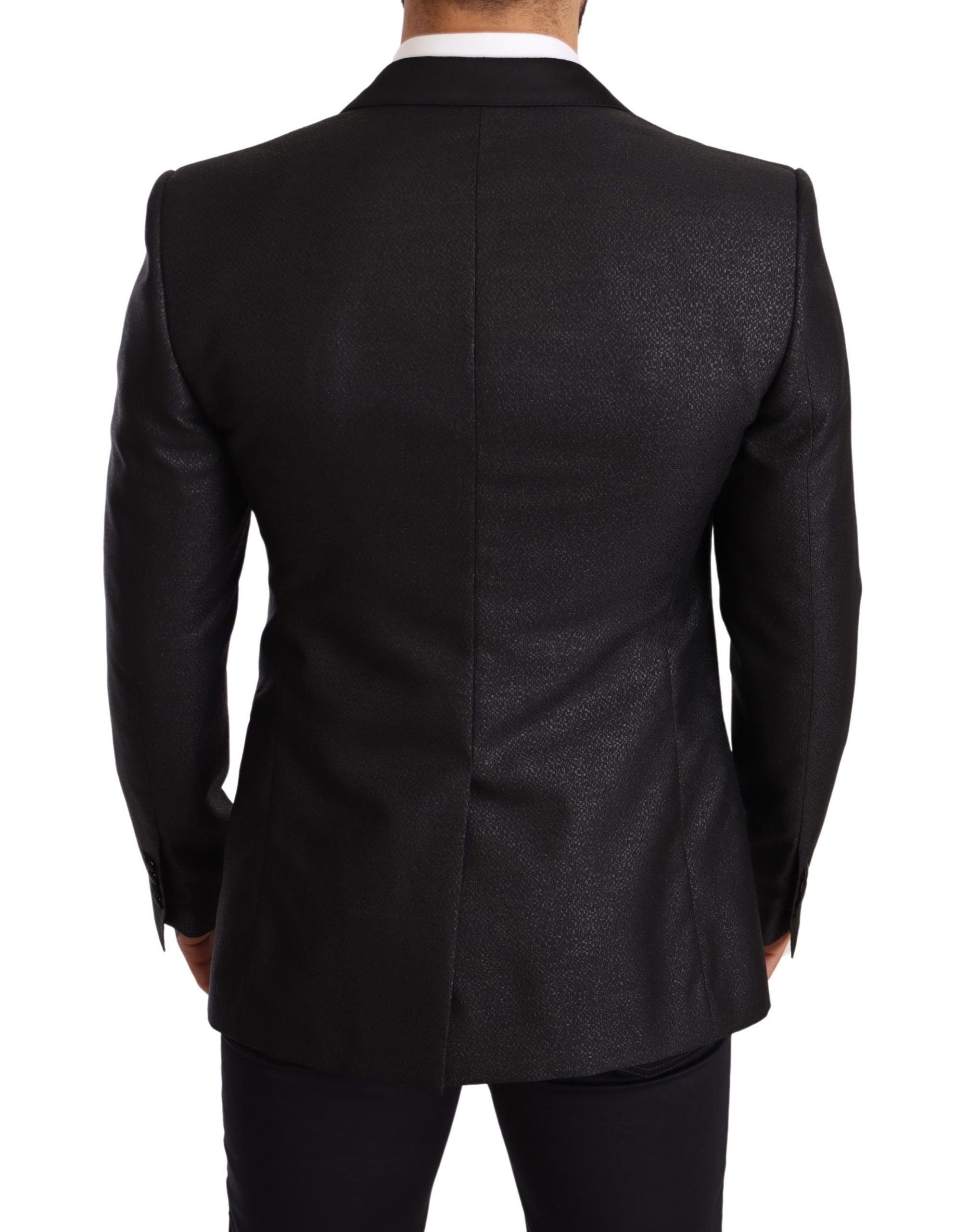 Elegant Black Metallic Slim Fit Blazer Jacket - ventzia