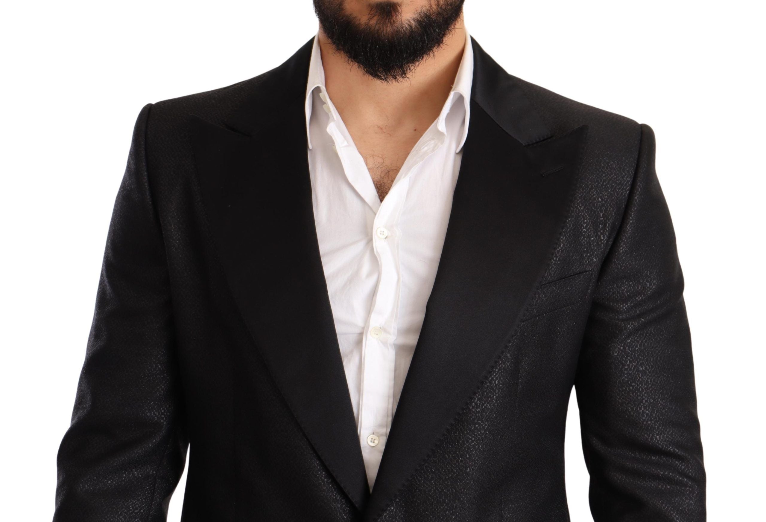Elegant Black Metallic Slim Fit Blazer Jacket - ventzia