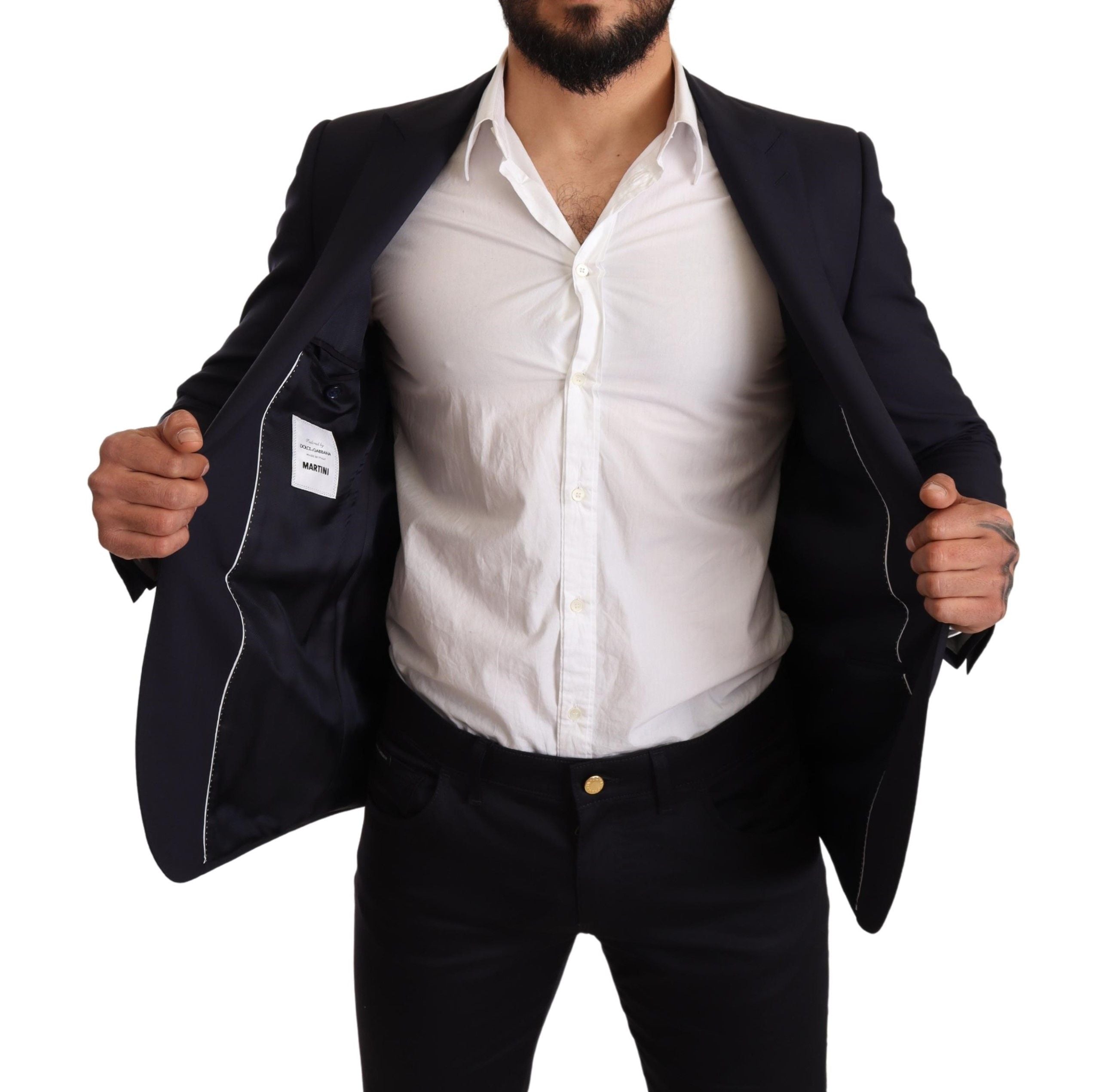 Elegant Navy Martini Blazer by Renowned Tailors - ventzia