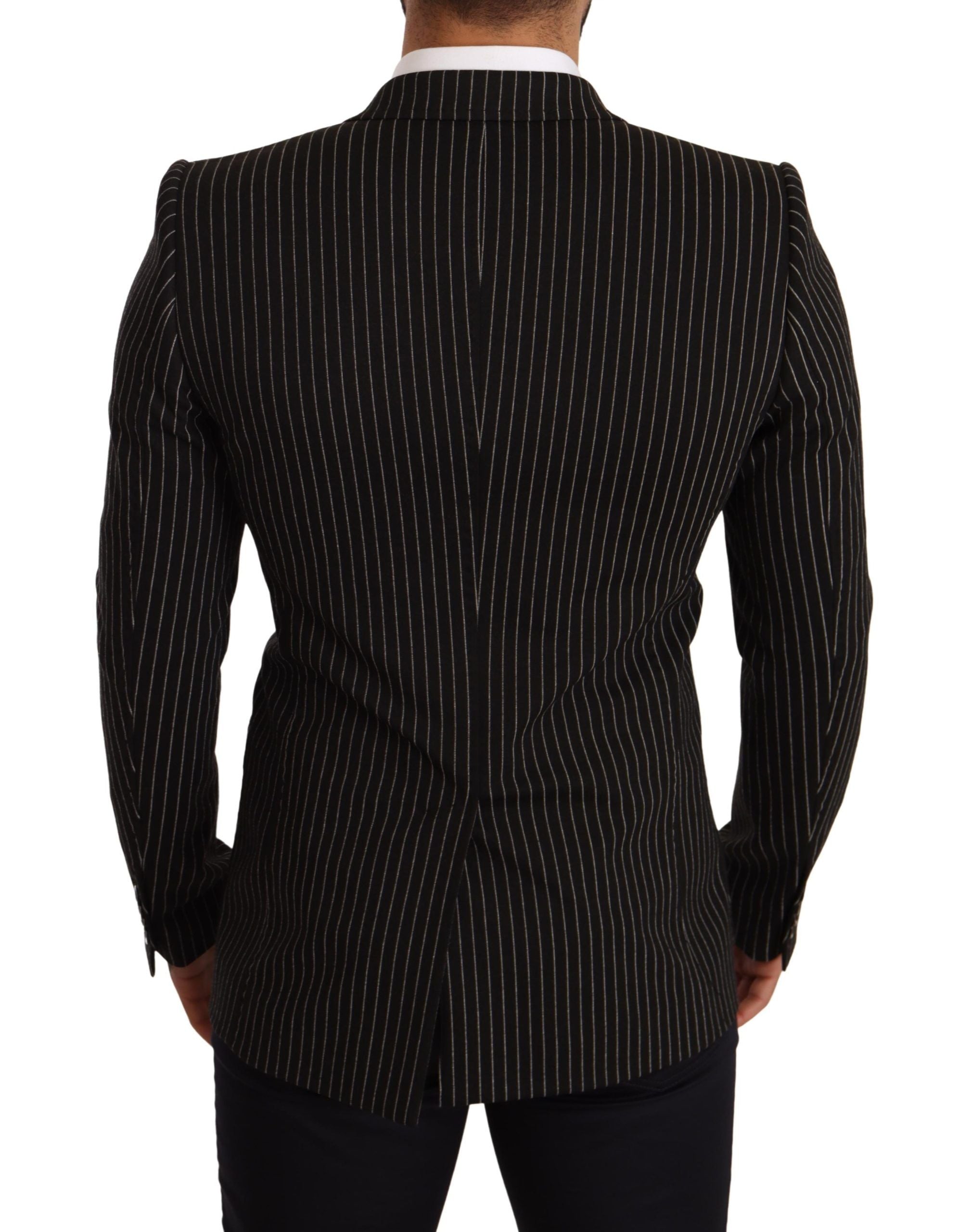 Elegant Striped Wool Blazer with Silk Lining - ventzia