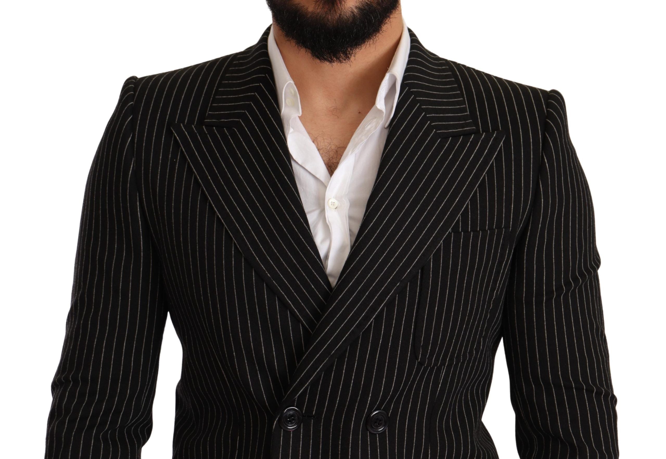 Elegant Striped Wool Blazer with Silk Lining - ventzia