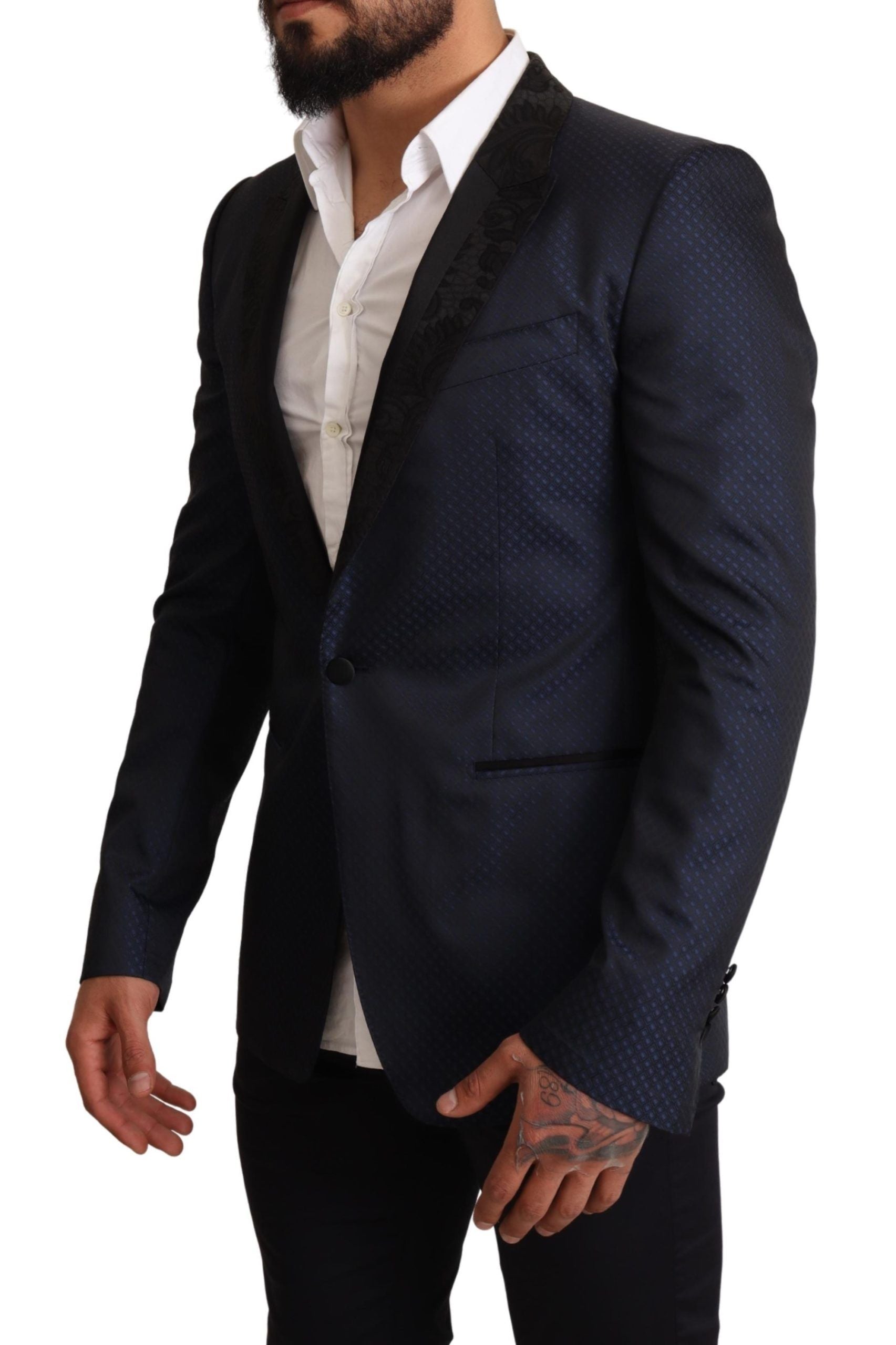 Elegant Blue Slim Fit Martini Blazer - ventzia