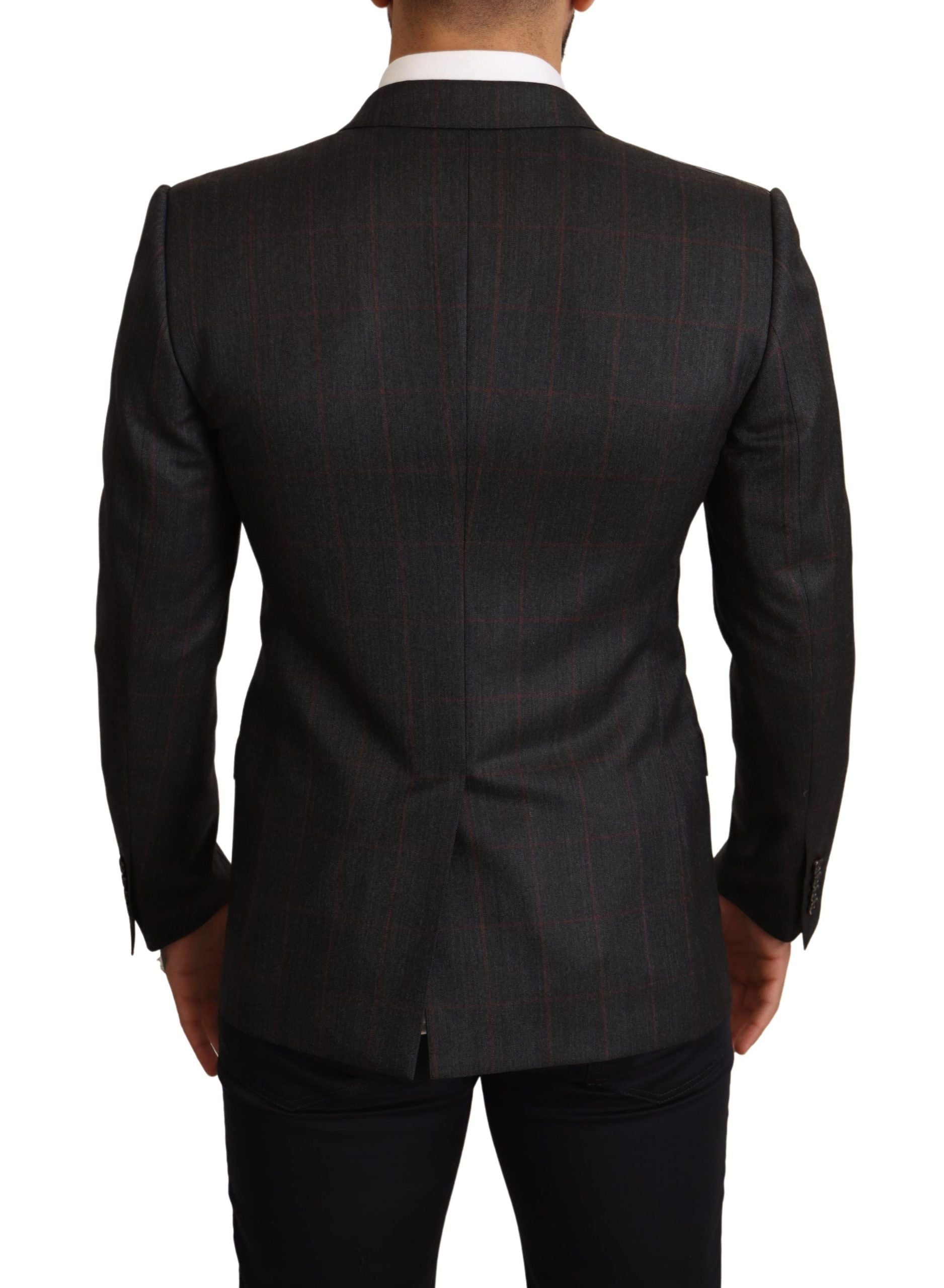 Elegant Gray Check Martini Blazer - ventzia
