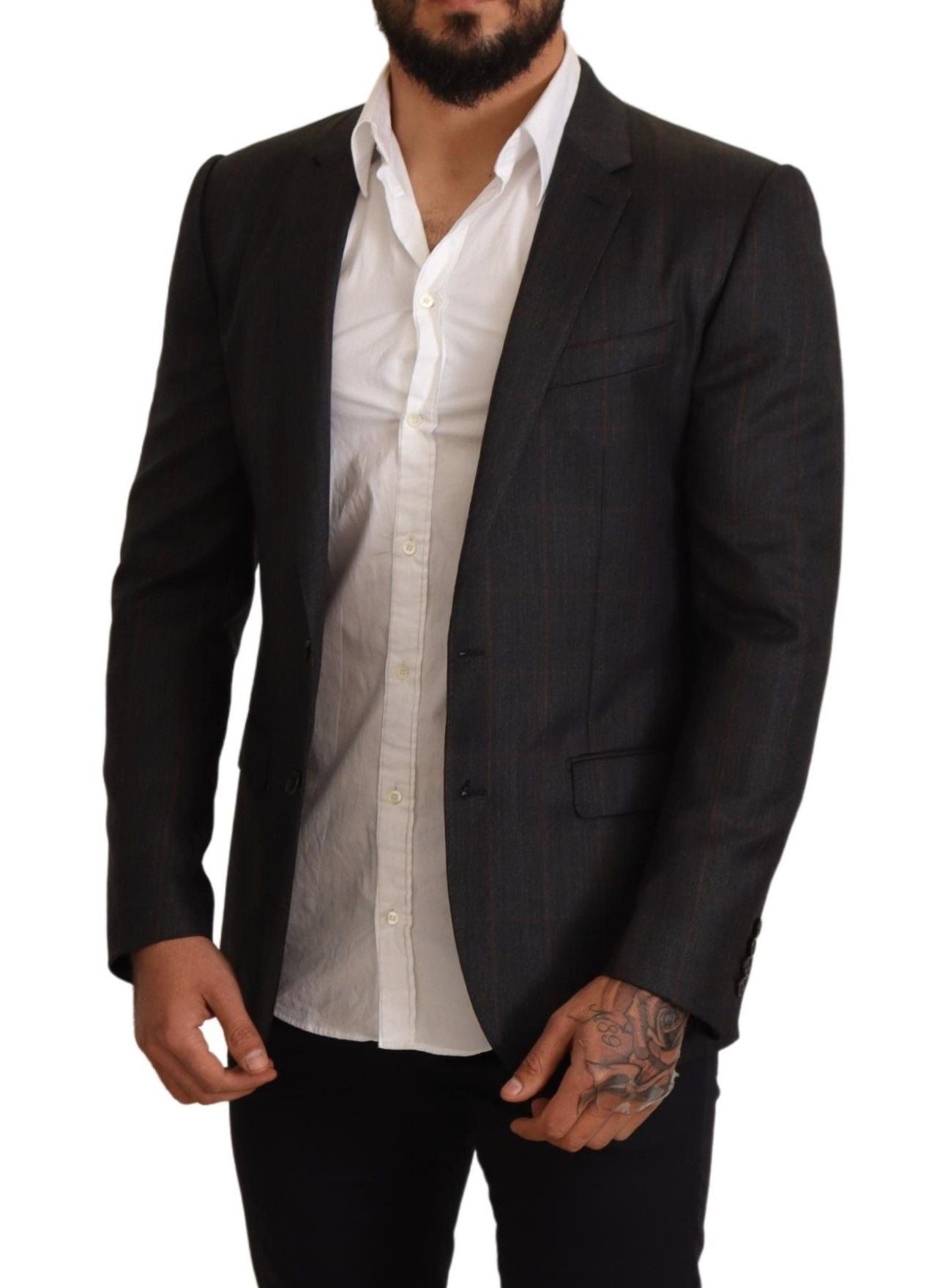 Elegant Gray Check Martini Blazer - ventzia