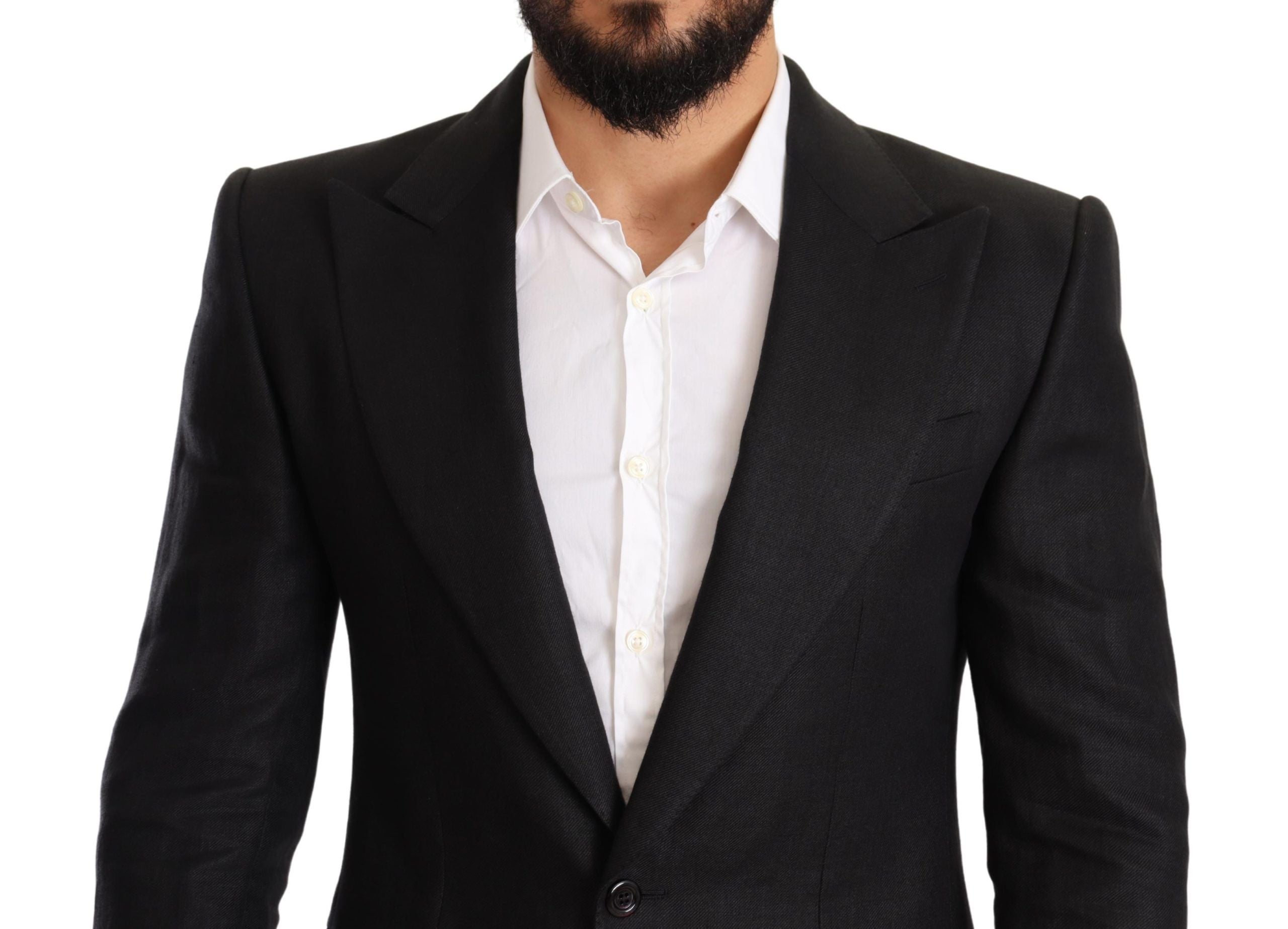 Elegant Slim Fit Black Linen Blazer - ventzia
