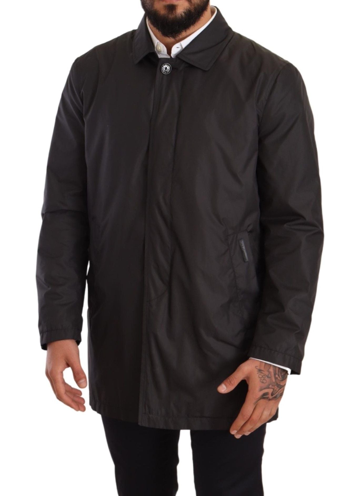 Elegant Black Trench Coat for Sophisticated Men - ventzia