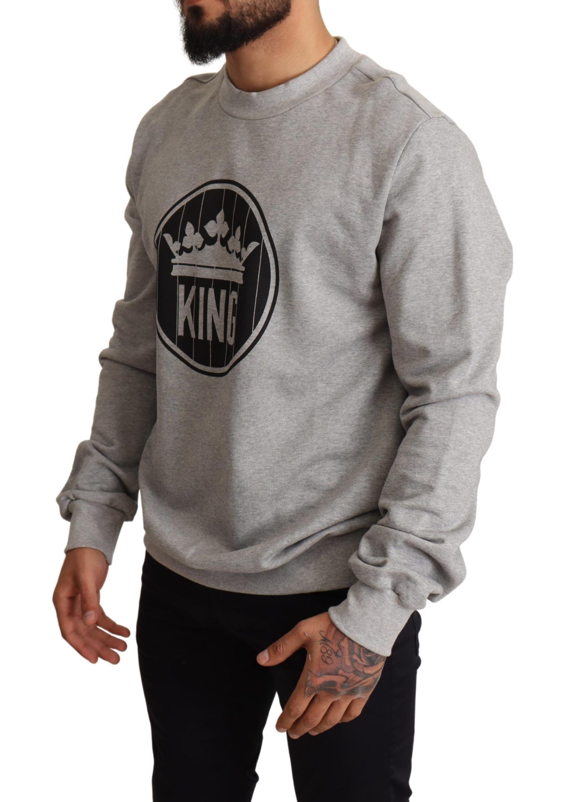 Regal Crown Cotton Sweater - Sophisticated Gray - ventzia